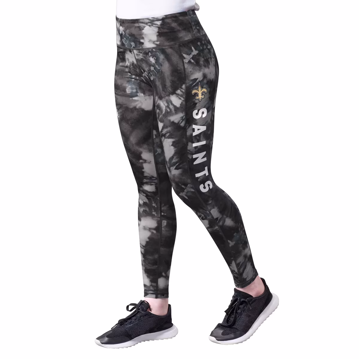Women's MSX by Michael Strahan Black New Orleans Saints Aubrey Tie-Dye Leggings 3 Women's MSX by Michael Strahan Black New Orleans Saints Aubrey Tie-Dye Leggings