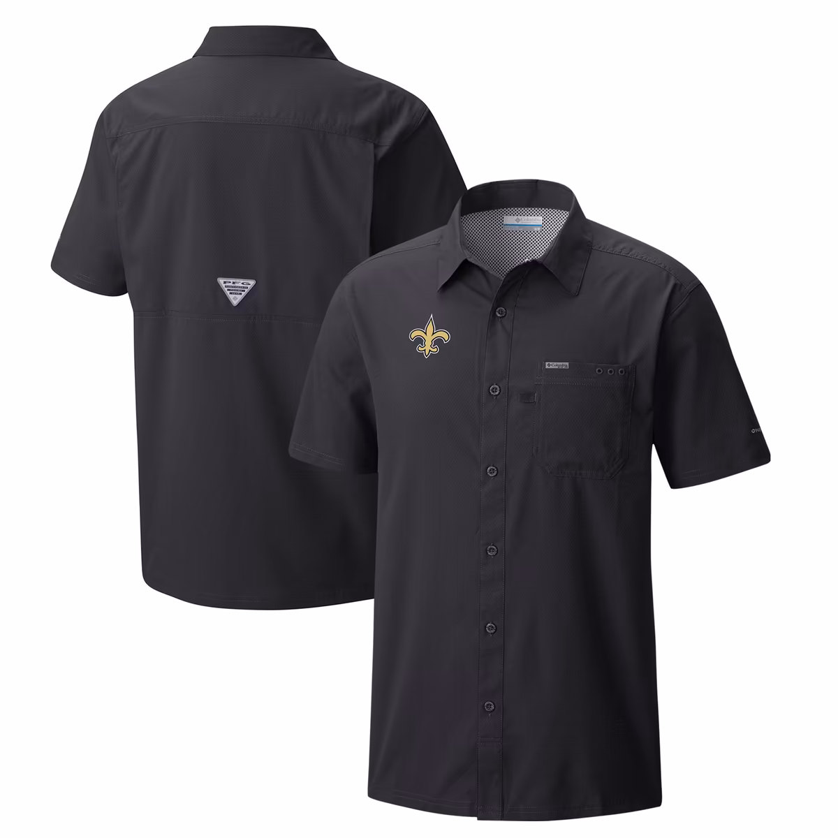 Men's Columbia Black New Orleans Saints Slack Tide Omni-Wick Button-Up Camp Shirt 12 Men's Columbia Black New Orleans Saints Slack Tide Omni-Wick Button-Up Camp Shirt