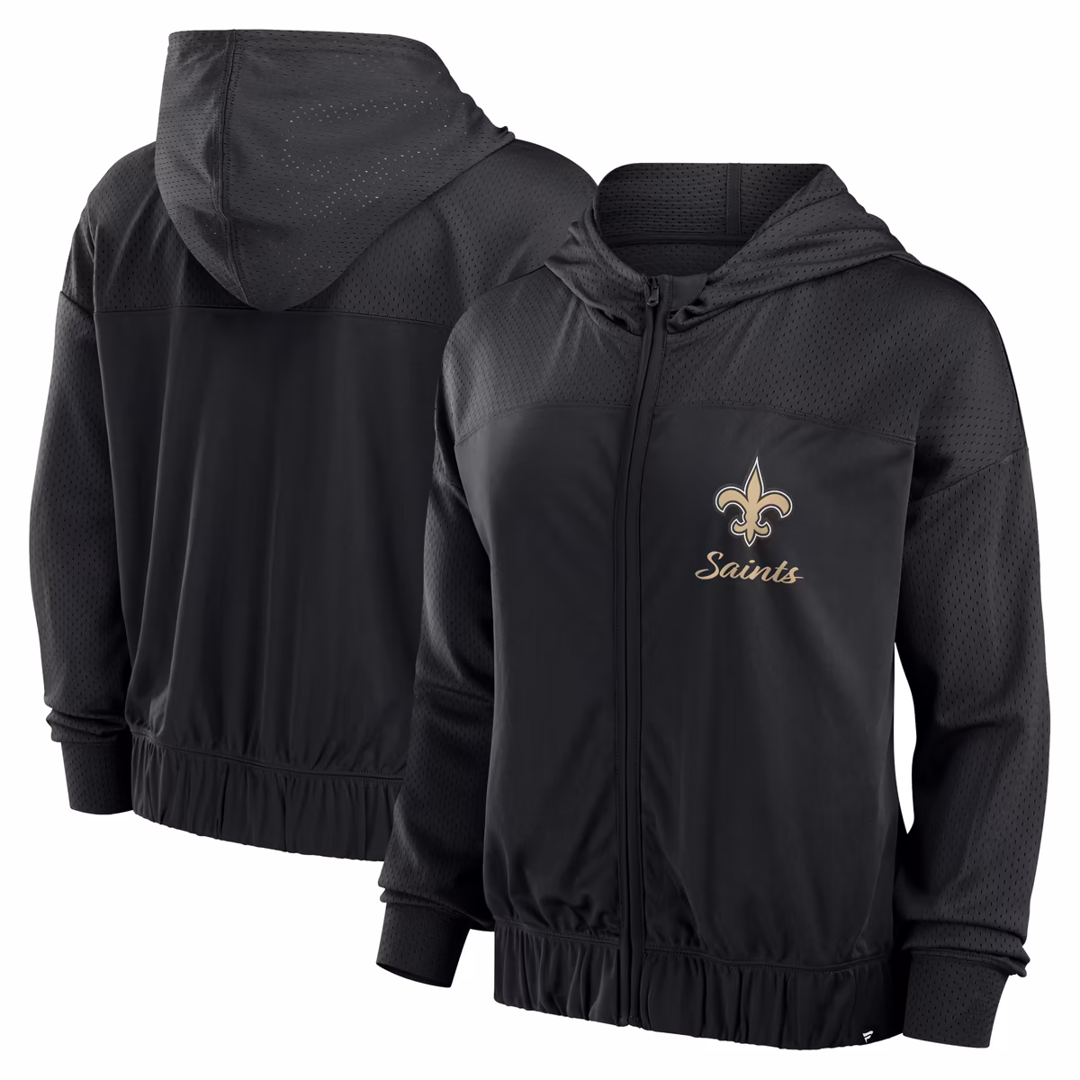 Women's Fanatics Black New Orleans Saints Script Lock Full-Zip Hoodie 2 Women's Fanatics Black New Orleans Saints Script Lock Full-Zip Hoodie