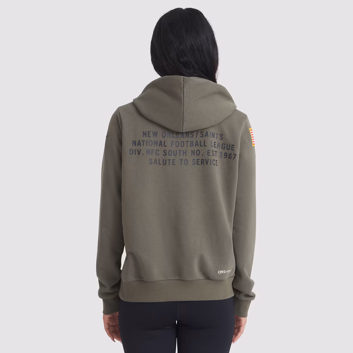 Women's Nike Olive New Orleans Saints 2025 Salute to Service Sideline Standard Issue Dri-FIT Hoodie 3 Women's Nike Olive New Orleans Saints 2025 Salute to Service Sideline Standard Issue Dri-FIT Hoodie