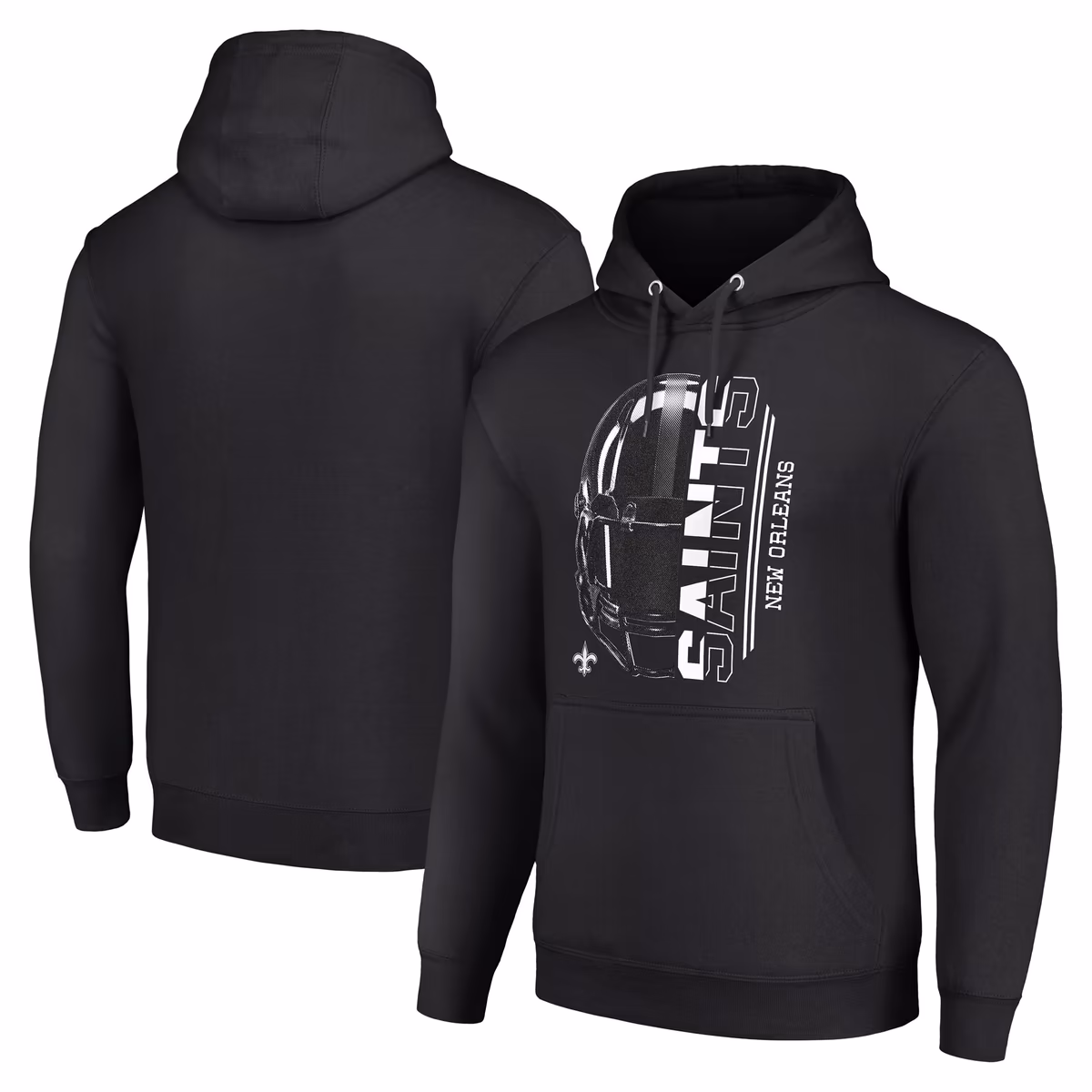 Unisex Starter Black New Orleans Saints Half Helmet Logo Pullover Hoodie