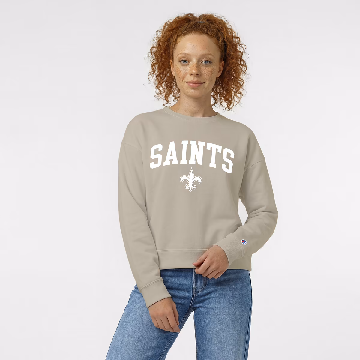 Women's Champion Light Brown New Orleans Saints Powerblend Cocoa Butter Fleece Sweatshirt 2 Women's Champion Light Brown New Orleans Saints Powerblend Cocoa Butter Fleece Sweatshirt