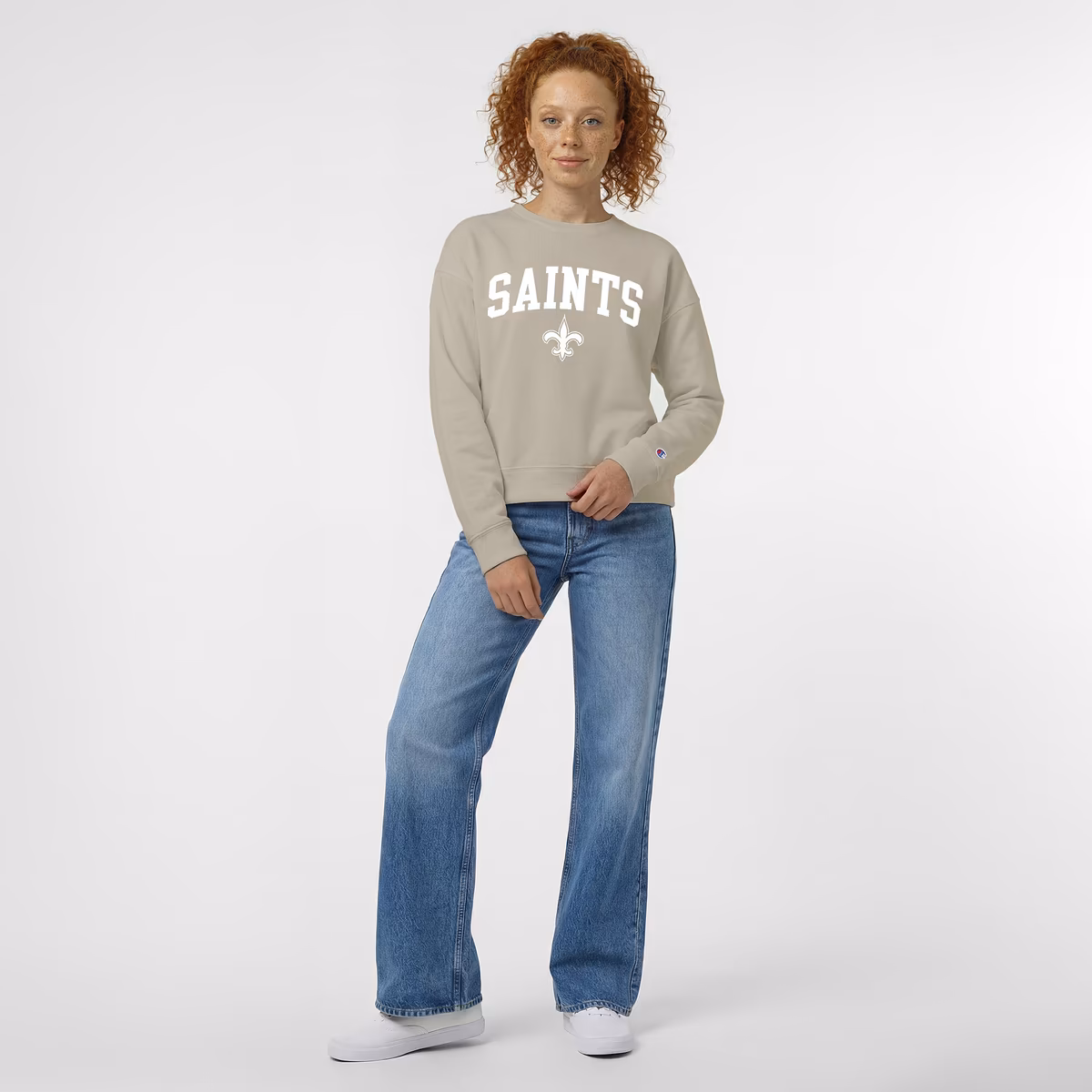 Women's Champion Light Brown New Orleans Saints Powerblend Cocoa Butter Fleece Sweatshirt 4 Women's Champion Light Brown New Orleans Saints Powerblend Cocoa Butter Fleece Sweatshirt