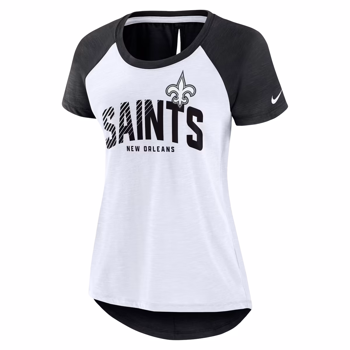 Women's Nike White/Heather Scarlet New Orleans Saints Back Slit Lightweight Fashion T-Shirt 3 Women's Nike White/Heather Scarlet New Orleans Saints Back Slit Lightweight Fashion T-Shirt