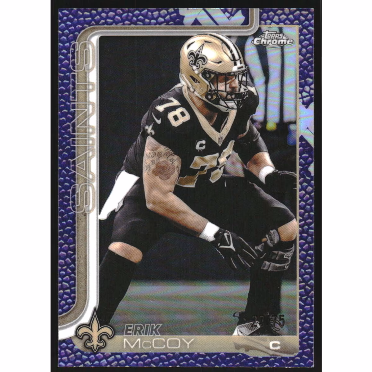 2025 Topps Chrome Football Leather Purple Refractors #223 Erik McCoy 8 2025 Topps Chrome Football Leather Purple Refractors #223 Erik McCoy