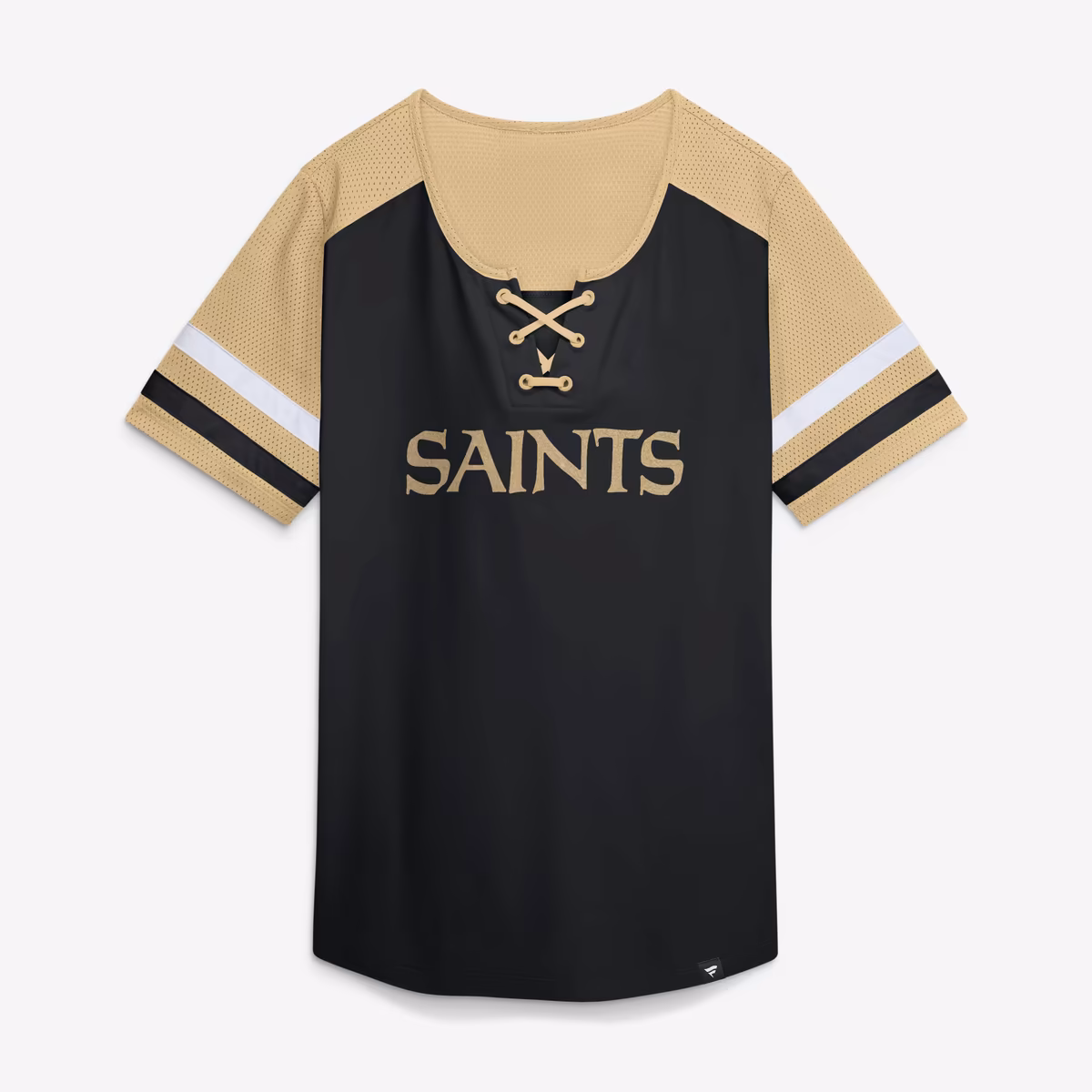 Women's Fanatics Black New Orleans Saints Curl Route Athena Lace-Up T-Shirt 2 Women's Fanatics Black New Orleans Saints Curl Route Athena Lace-Up T-Shirt