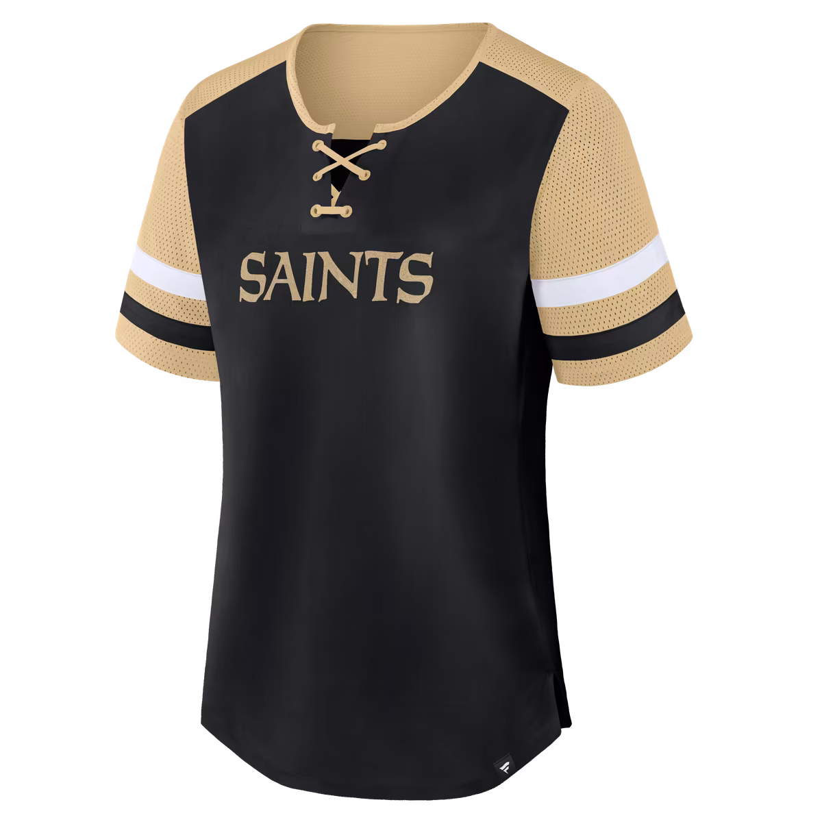 Women's Fanatics Black New Orleans Saints Curl Route Athena Lace-Up T-Shirt 4 Women's Fanatics Black New Orleans Saints Curl Route Athena Lace-Up T-Shirt