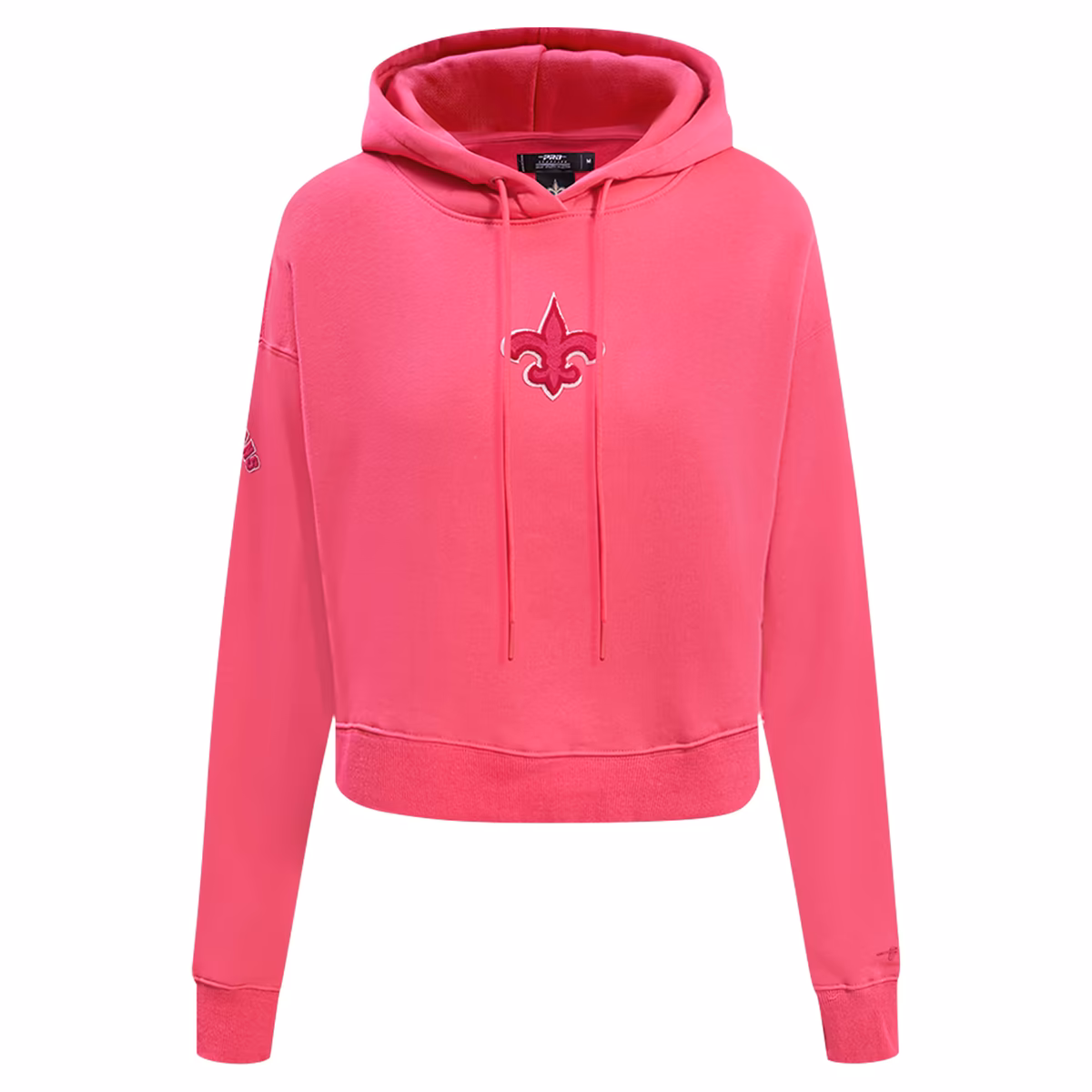 Women's Pro Standard Pink New Orleans Saints Triple Pink Cropped Fleece Pullover Hoodie 5 Women's Pro Standard Pink New Orleans Saints Triple Pink Cropped Fleece Pullover Hoodie