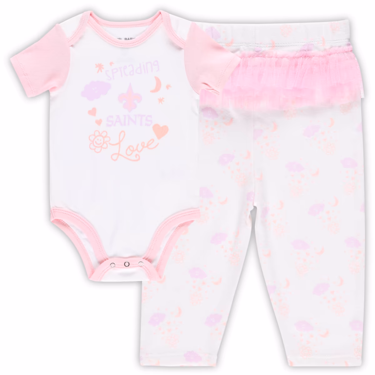 Girls Newborn & Infant White New Orleans Saints Spreading Love Bodysuit and Tutu Leggings Set 3 Girls Newborn & Infant White New Orleans Saints Spreading Love Bodysuit and Tutu Leggings Set
