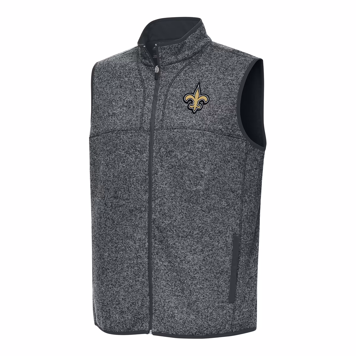 Men's Antigua Heather Charcoal New Orleans Saints Fortune Full-Zip Vest 1 Men's Antigua Heather Charcoal New Orleans Saints Fortune Full-Zip Vest