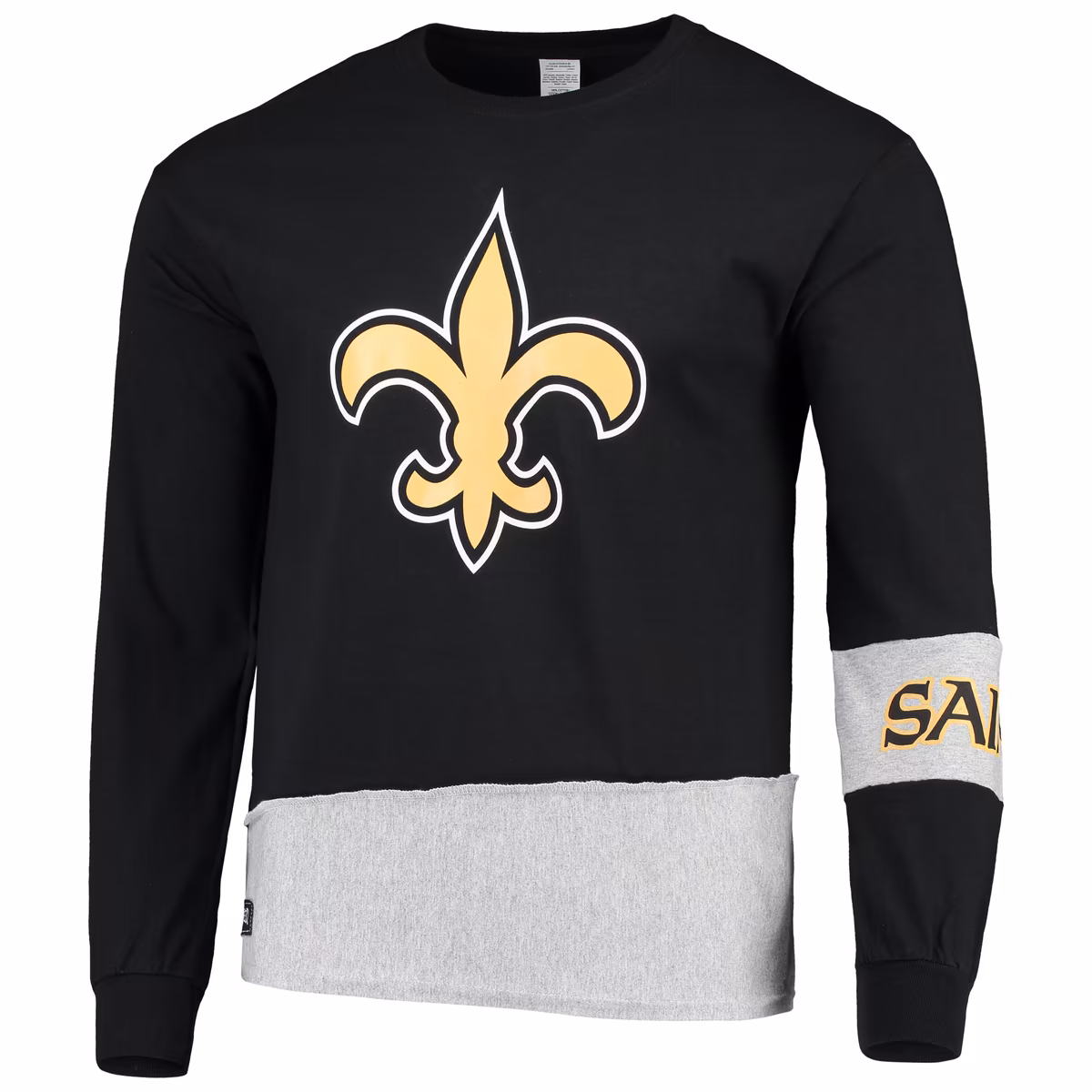 Men's Refried Apparel Black/Gray New Orleans Saints Sustainable Upcycled Angle Long Sleeve T-Shirt 3 Men's Refried Apparel Black/Gray New Orleans Saints Sustainable Upcycled Angle Long Sleeve T-Shirt