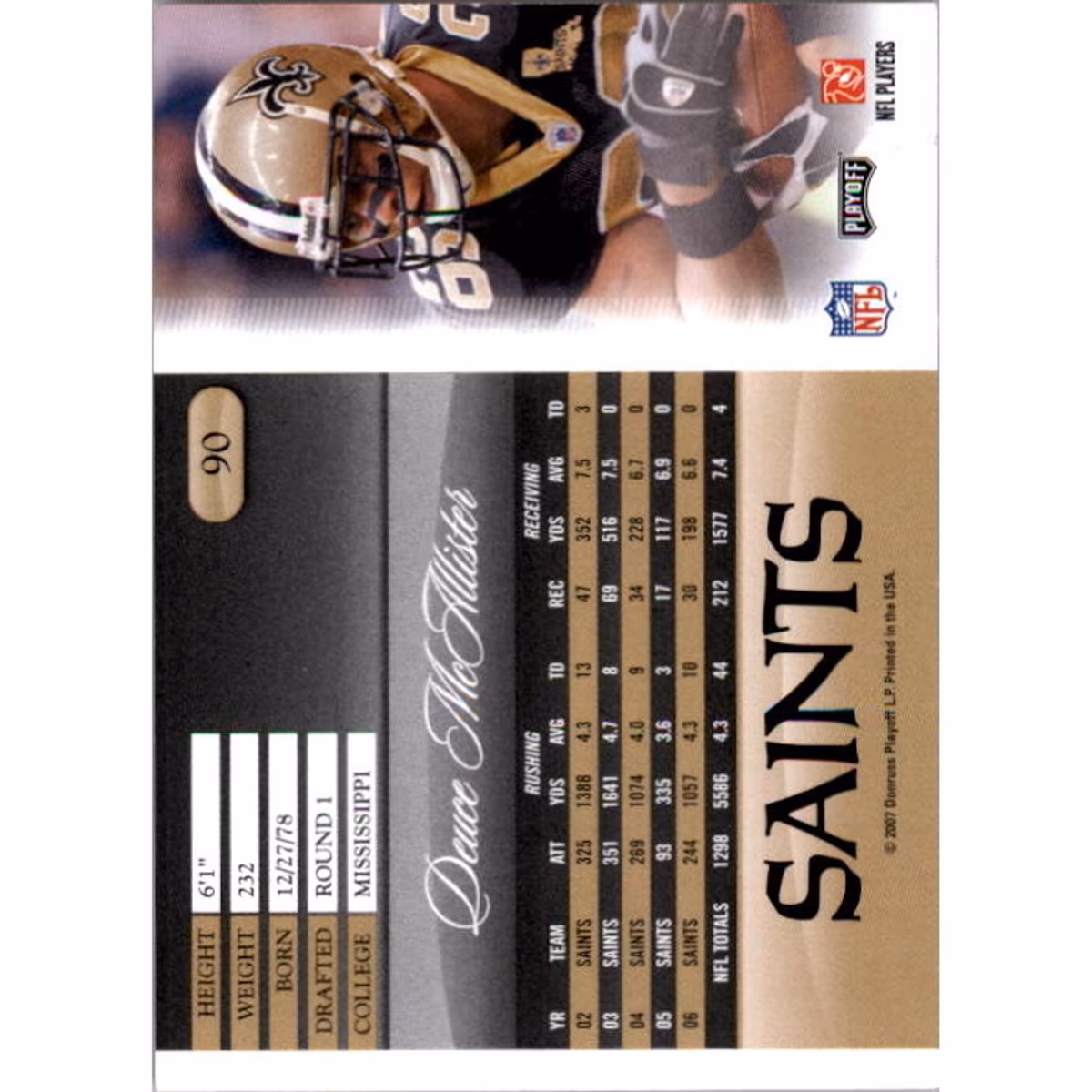 2007 Playoff Prestige Xtra Points Red #90 Deuce McAllister