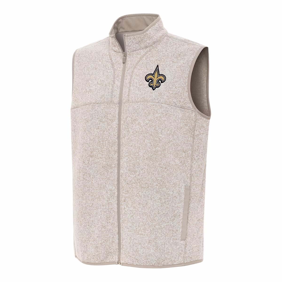 Men's Antigua Oatmeal New Orleans Saints Fortune Full-Zip Vest 1 Men's Antigua Oatmeal New Orleans Saints Fortune Full-Zip Vest