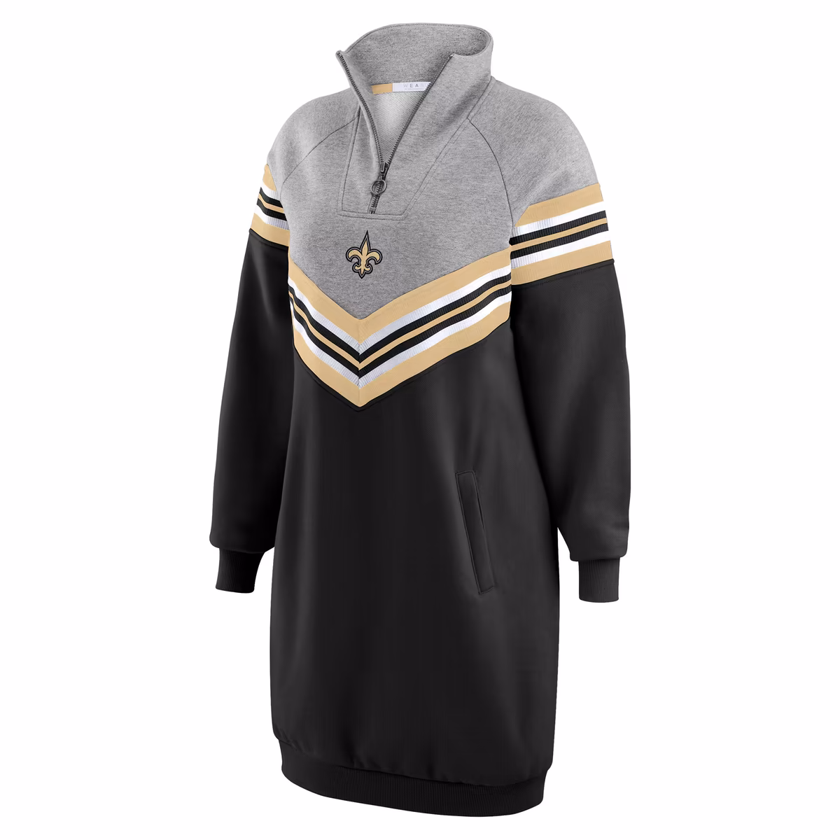 Women's WEAR by Erin Andrews Black/Heather Gray New Orleans Saints Chevron Stripe Dress 3 Women's WEAR by Erin Andrews Black/Heather Gray New Orleans Saints Chevron Stripe Dress