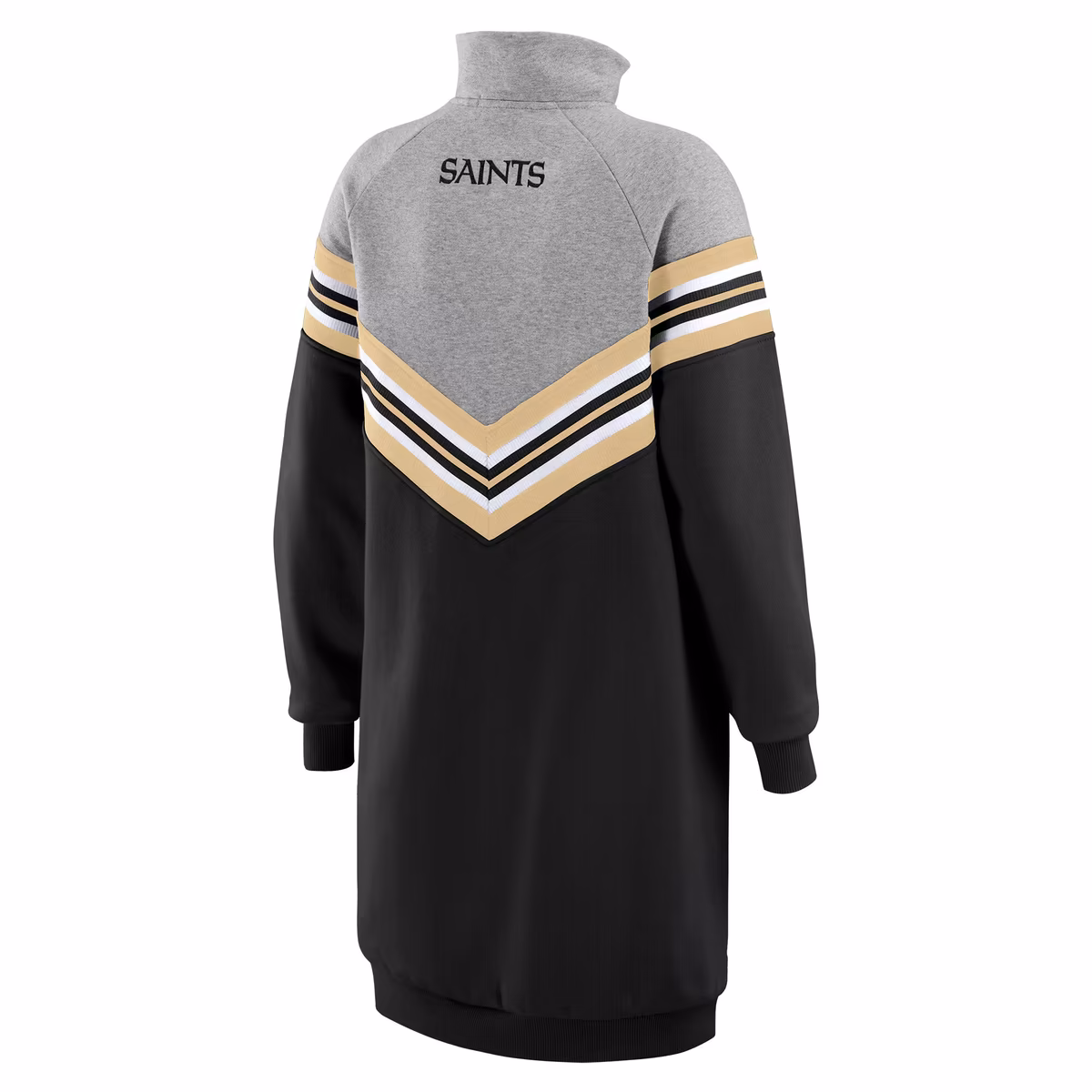 Women's WEAR by Erin Andrews Black/Heather Gray New Orleans Saints Chevron Stripe Dress 4 Women's WEAR by Erin Andrews Black/Heather Gray New Orleans Saints Chevron Stripe Dress