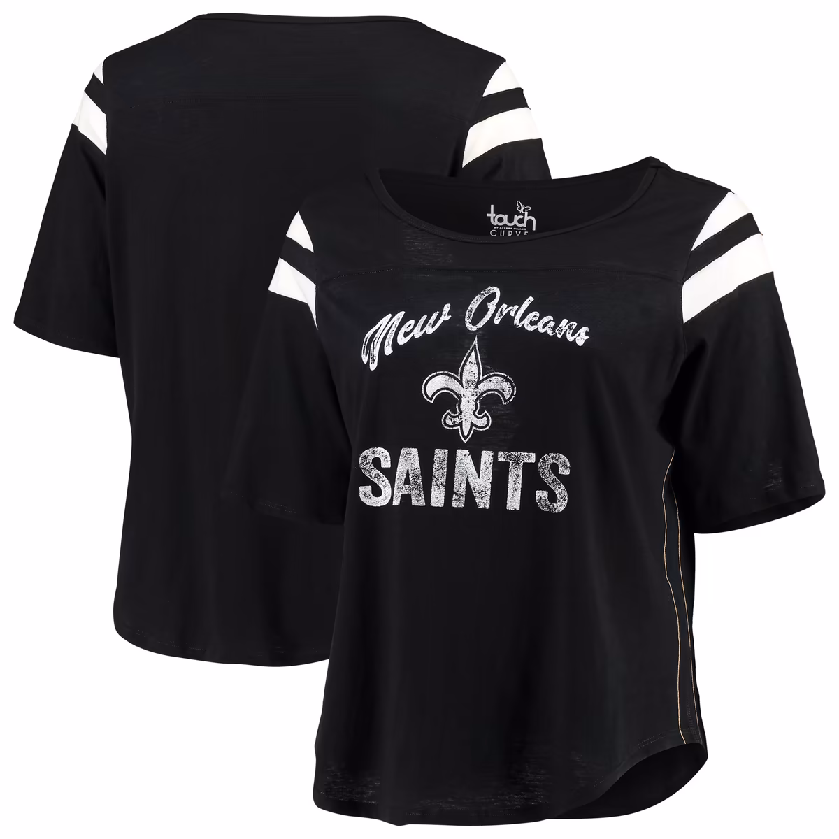 Women's Touch Black New Orleans Saints Plus Size Curve Touchdown Half-Sleeve T-Shirt 14 Women's Touch Black New Orleans Saints Plus Size Curve Touchdown Half-Sleeve T-Shirt