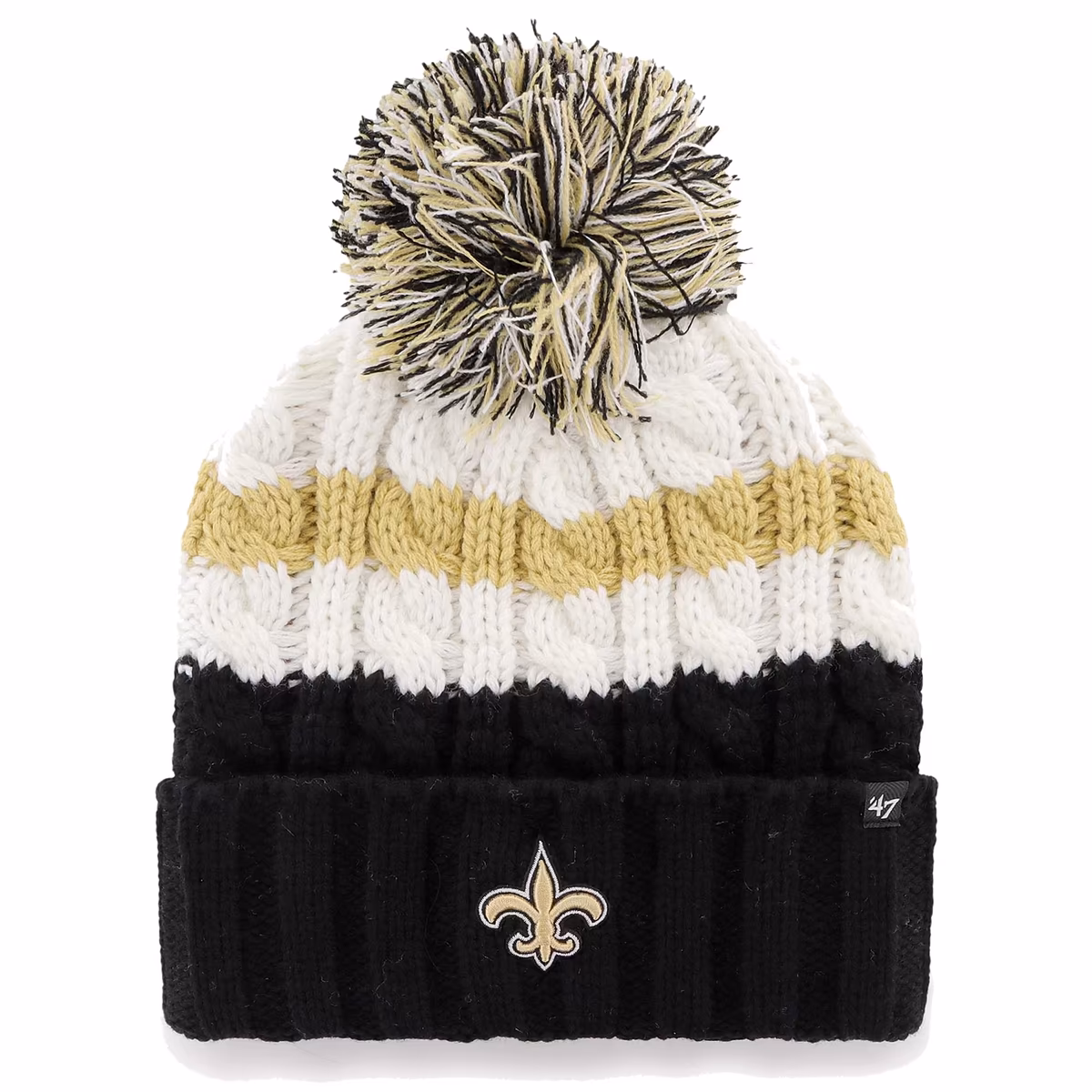 Women's '47 White New Orleans Saints Ashfield Cuffed Knit Hat with Pom