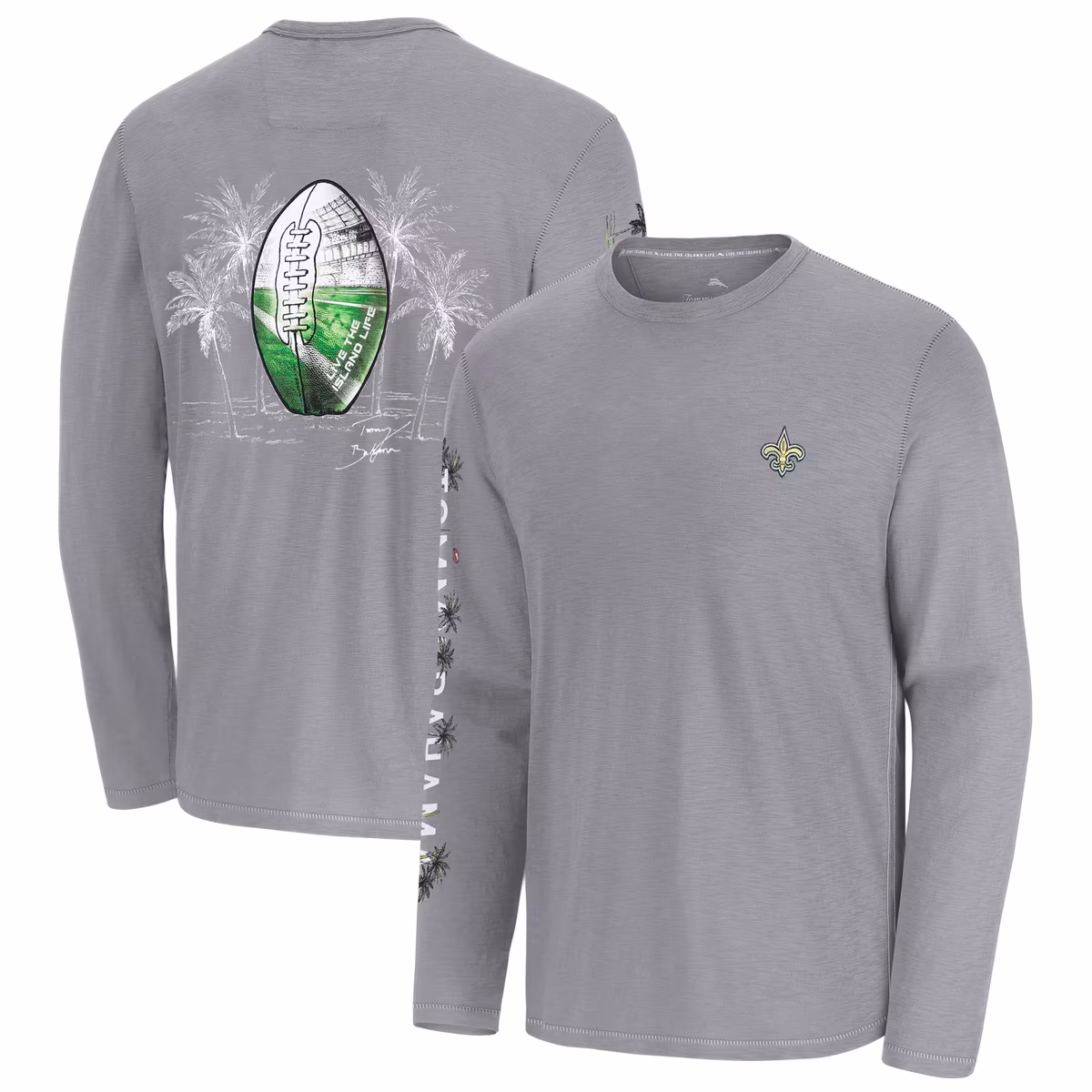 Men's Tommy Bahama Gray New Orleans Saints Oasis Endzone Lux Long Sleeve T-Shirt 9 Men's Tommy Bahama Gray New Orleans Saints Oasis Endzone Lux Long Sleeve T-Shirt
