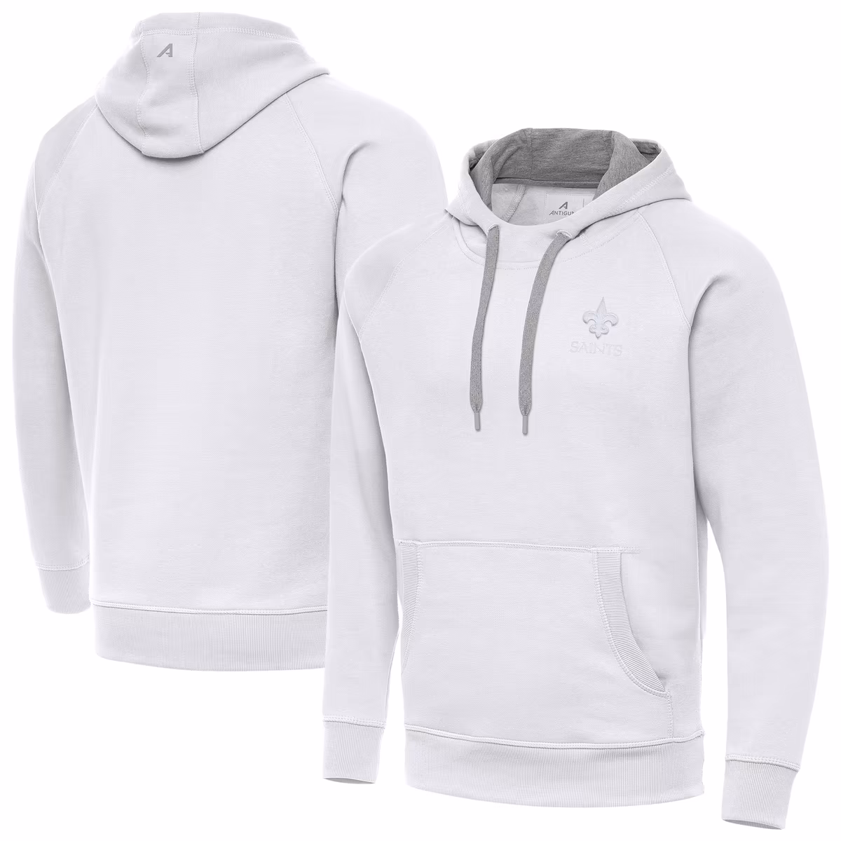 Men's Antigua White New Orleans Saints Victory Pullover Hoodie