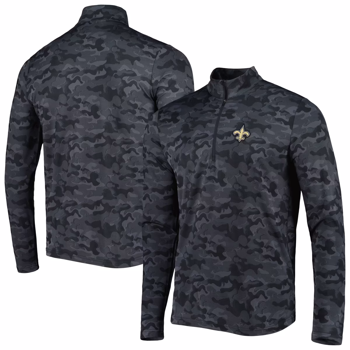 Men's Antigua Black New Orleans Saints Brigade Quarter-Zip Sweatshirt