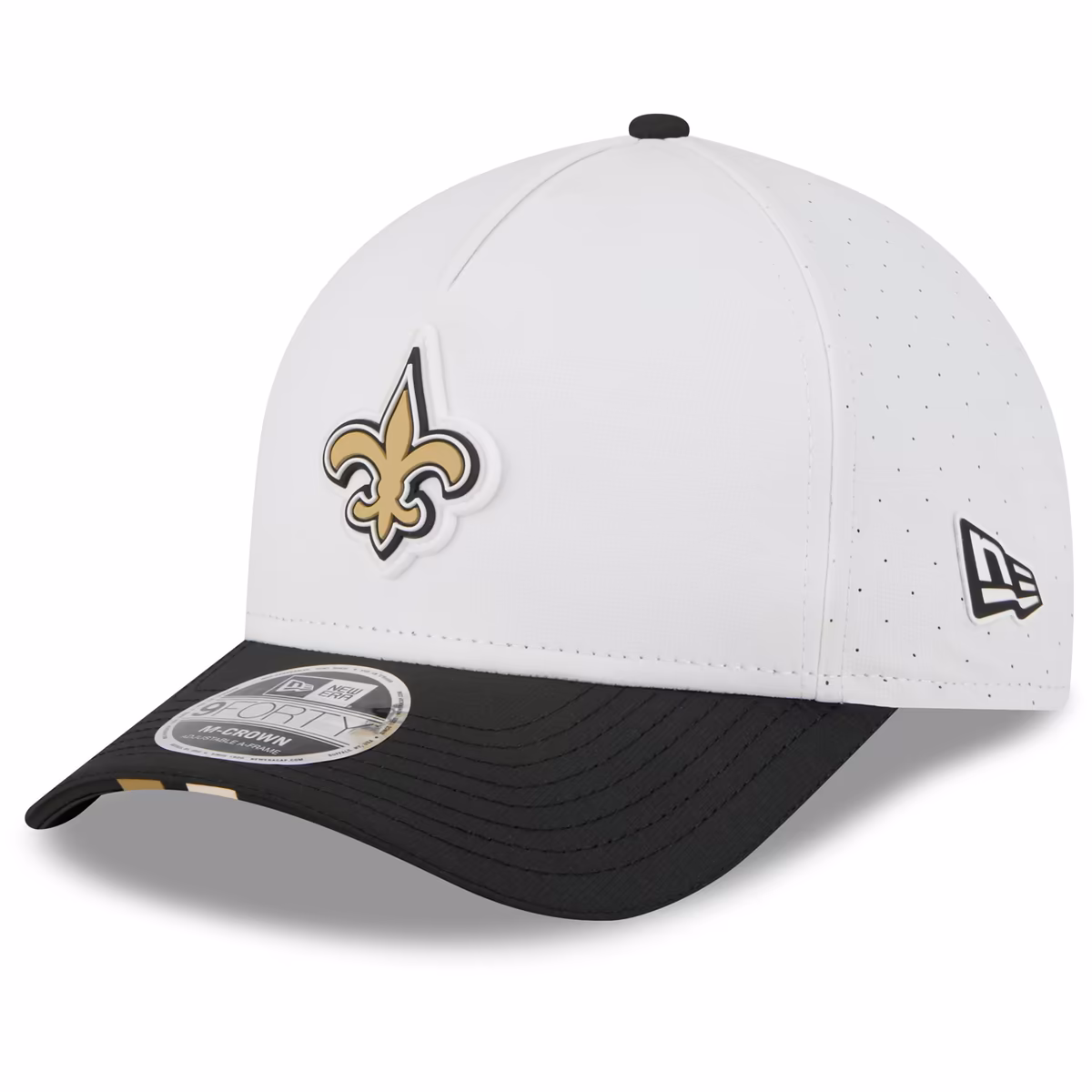 Men's New Era  White/Black New Orleans Saints 2025 NFL Training Camp A-Frame 9FORTY Adjustable Hat