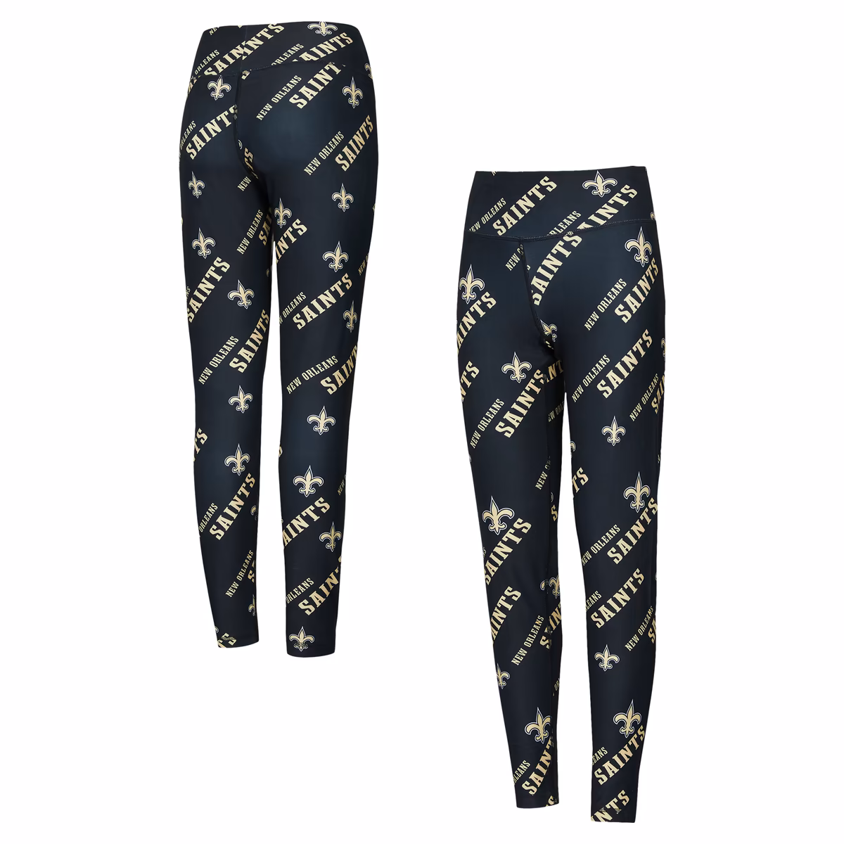 Women's Concepts Sport Black New Orleans Saints Breakthrough Allover Print Knit Sleep Leggings 2 Women's Concepts Sport Black New Orleans Saints Breakthrough Allover Print Knit Sleep Leggings