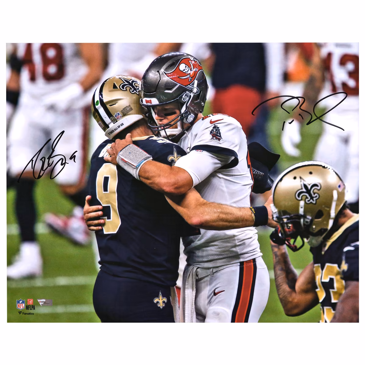 Tom Brady & Drew Brees Autographed 16" x 20" Postgame Handshake Photograph 1 Tom Brady & Drew Brees Autographed 16" x 20" Postgame Handshake Photograph