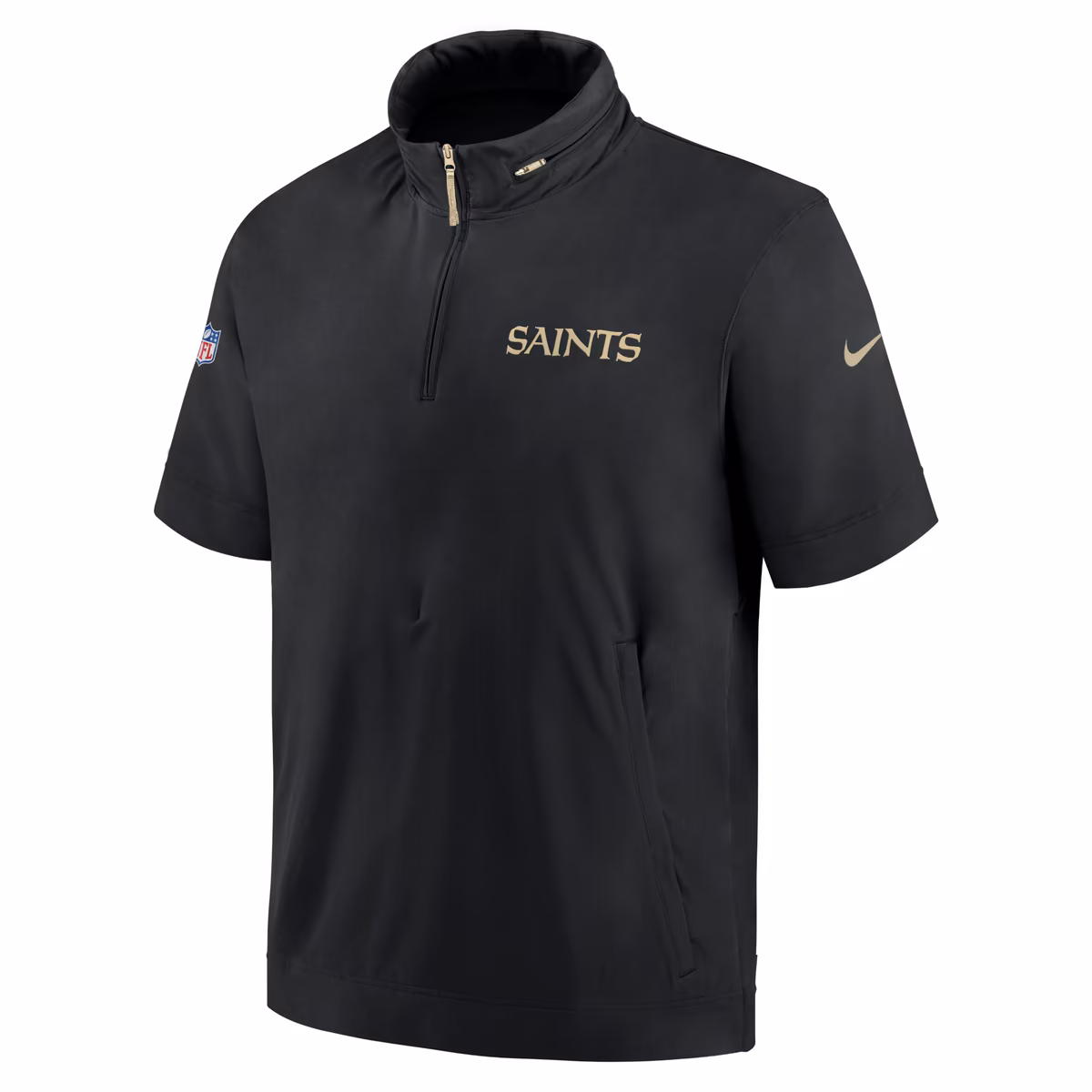 Men's Nike Black New Orleans Saints 2024 Sideline Coach Short Sleeve Half-Zip Hoodie Jacket 3 Men's Nike Black New Orleans Saints 2024 Sideline Coach Short Sleeve Half-Zip Hoodie Jacket