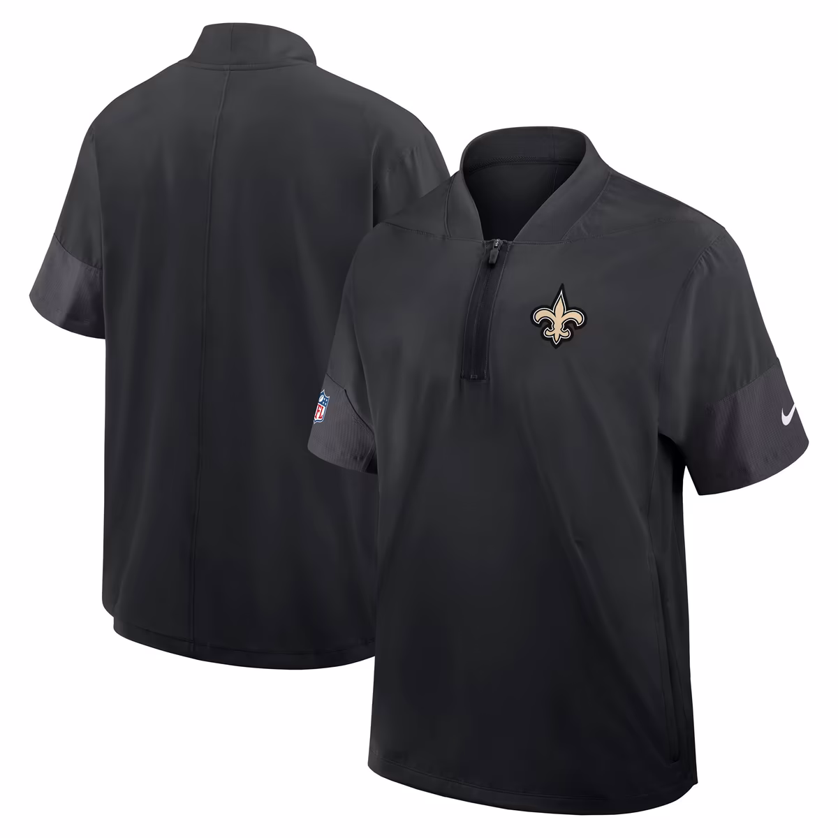 Men's Nike Black New Orleans Saints Sideline Short Sleeve Quarter-Zip Dri-FIT Coach Jacket 1 Men's Nike Black New Orleans Saints Sideline Short Sleeve Quarter-Zip Dri-FIT Coach Jacket