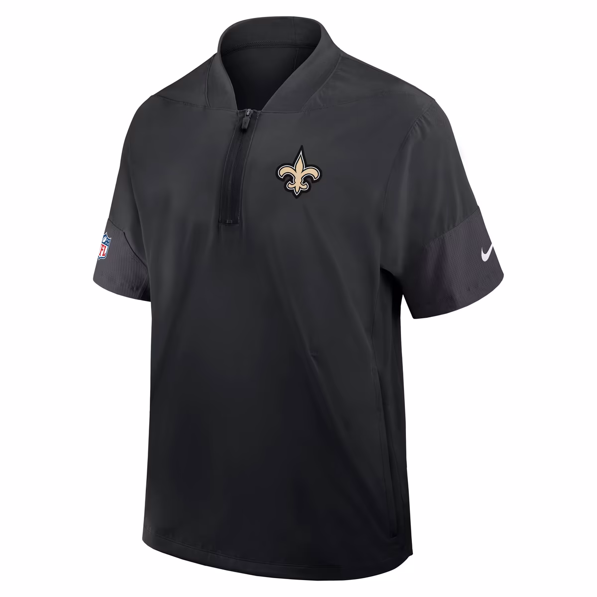 Men's Nike Black New Orleans Saints Sideline Short Sleeve Quarter-Zip Dri-FIT Coach Jacket 3 Men's Nike Black New Orleans Saints Sideline Short Sleeve Quarter-Zip Dri-FIT Coach Jacket