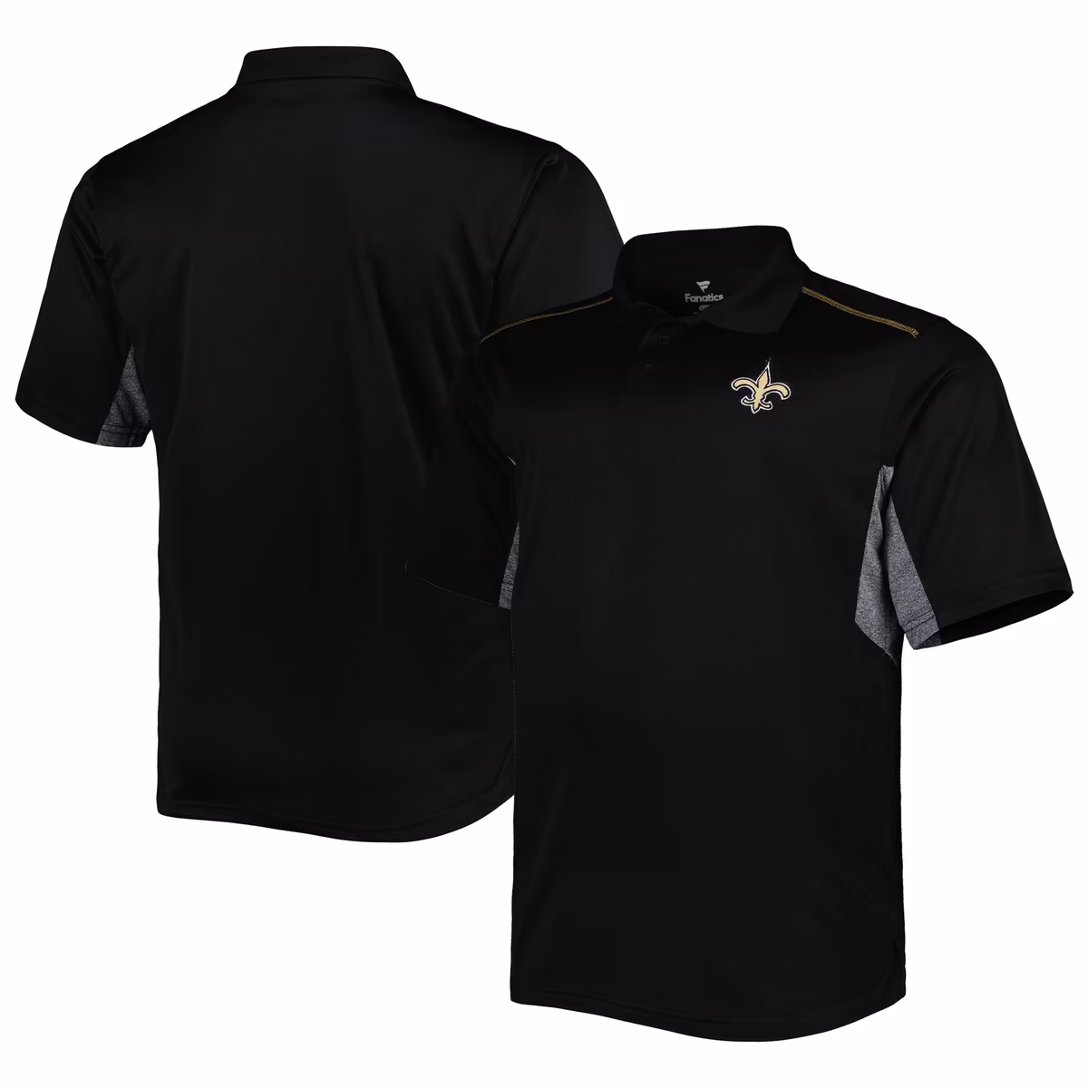 Men's Black New Orleans Saints Big & Tall Team Color Polo 1 Men's Black New Orleans Saints Big & Tall Team Color Polo