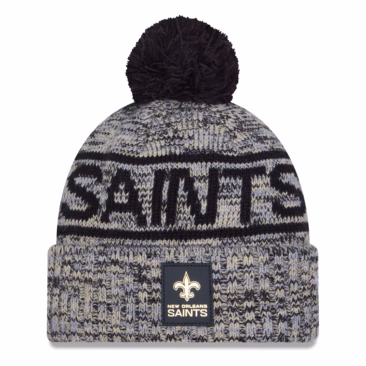 Men's New Era Black New Orleans Saints 2025 Sideline Cold Weather Cuffed Knit Hat with Pom 2 Men's New Era Black New Orleans Saints 2025 Sideline Cold Weather Cuffed Knit Hat with Pom
