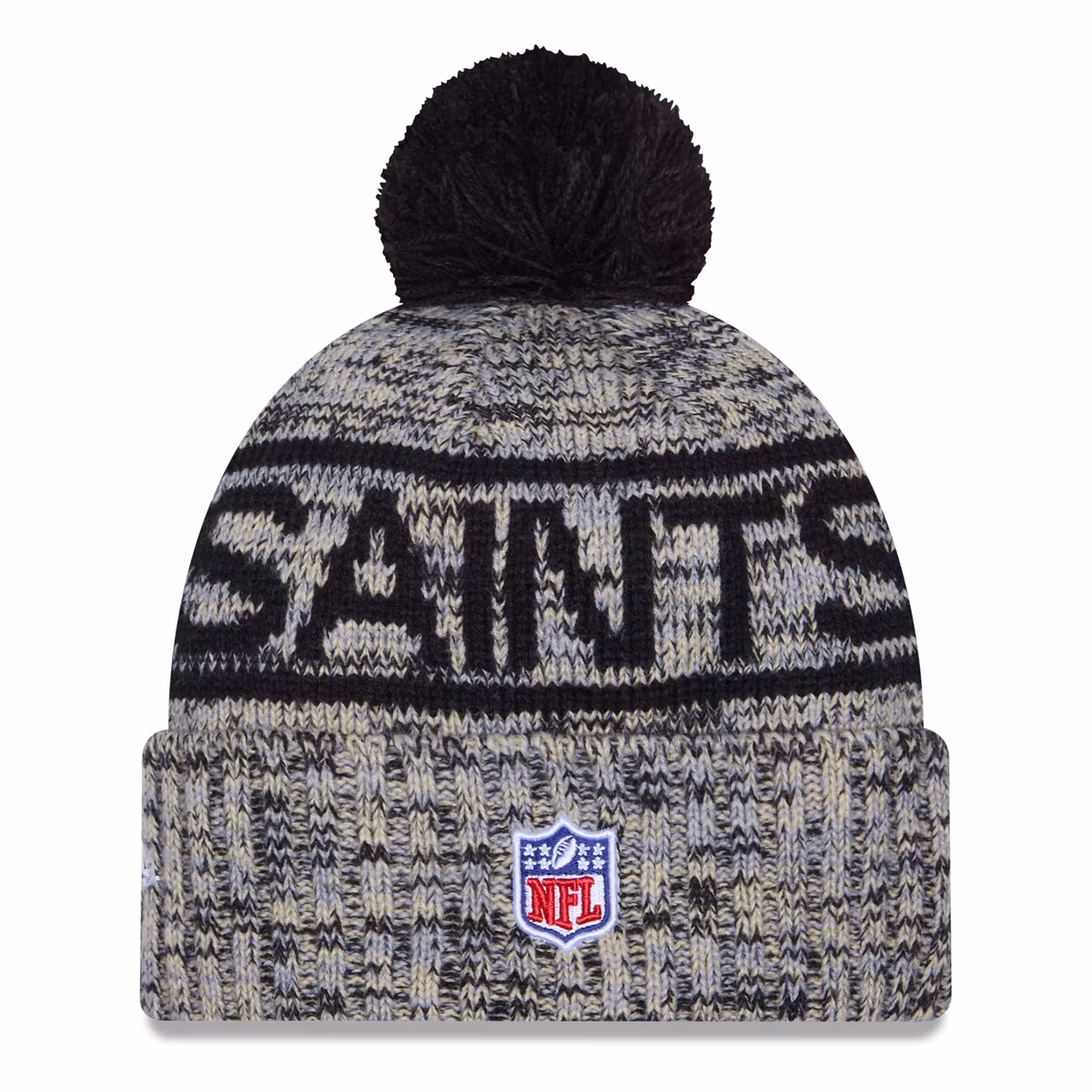 Men's New Era Black New Orleans Saints 2025 Sideline Cold Weather Cuffed Knit Hat with Pom 4 Men's New Era Black New Orleans Saints 2025 Sideline Cold Weather Cuffed Knit Hat with Pom