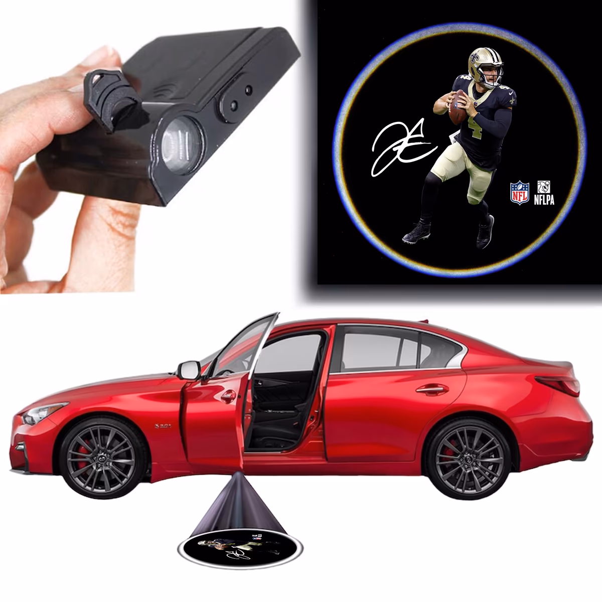 Derek Carr New Orleans Saints Player LED Car Door Light 8 Derek Carr New Orleans Saints Player LED Car Door Light