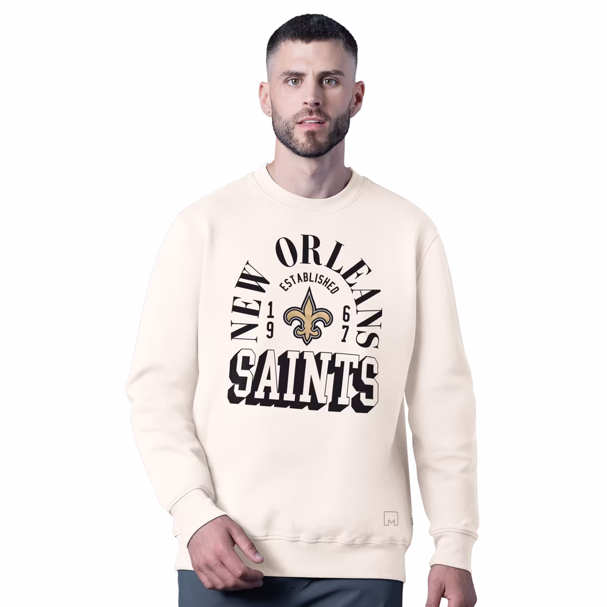 Men's MSX by Michael Strahan  White New Orleans Saints Whiteout Tri-Blend Sweatshirt