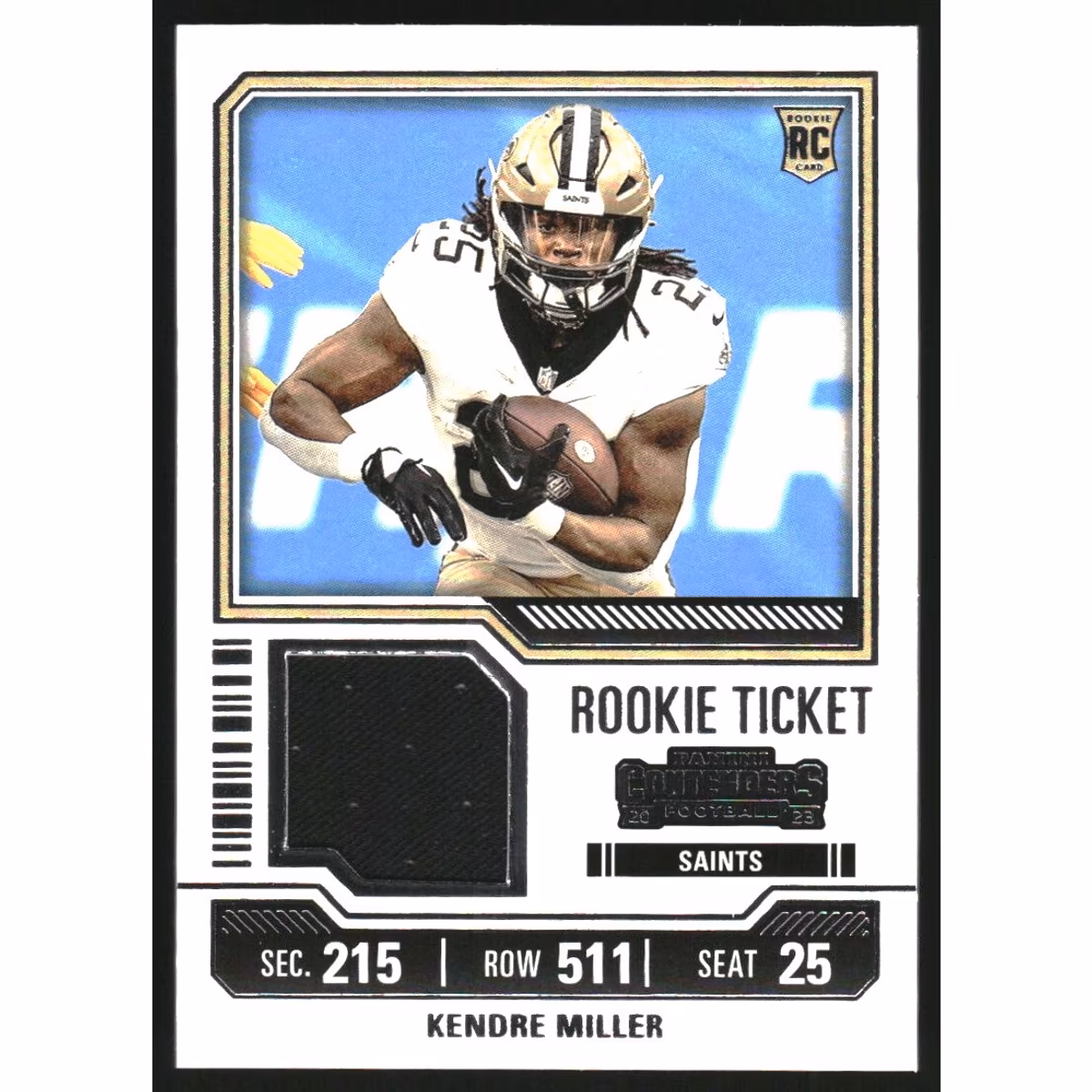 2023 Panini Contenders Rookie Ticket Swatches #22 Kendre Miller 10 2023 Panini Contenders Rookie Ticket Swatches #22 Kendre Miller