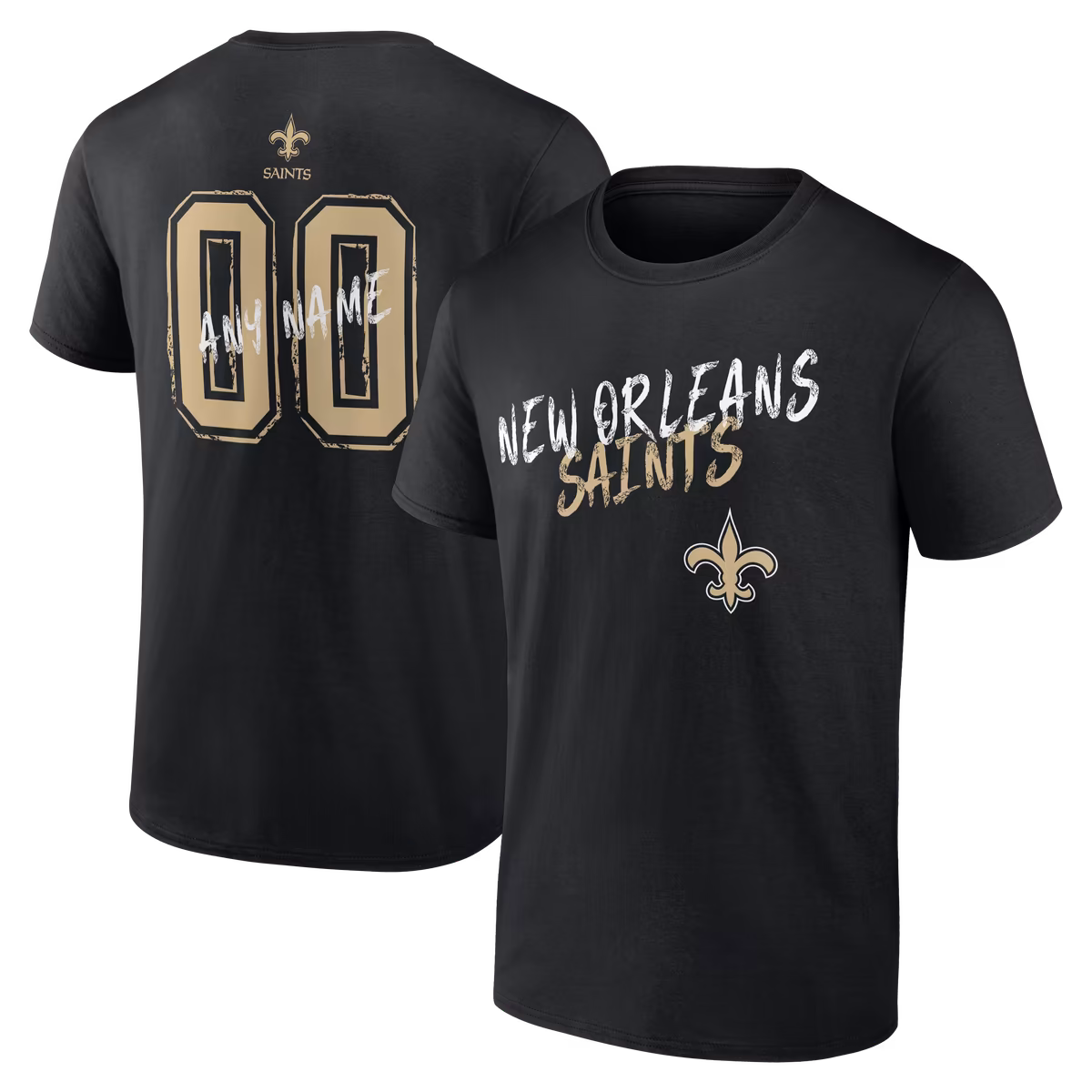 Men's Black New Orleans Saints Hustle Personalized Name & Number T-Shirt 2 Men's Black New Orleans Saints Hustle Personalized Name & Number T-Shirt