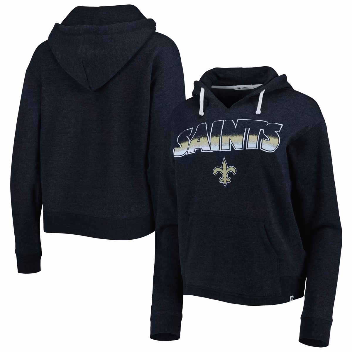 Women's '47 Black New Orleans Saints Color Rise Kennedy Notch Neck Pullover Hoodie 3 Women's '47 Black New Orleans Saints Color Rise Kennedy Notch Neck Pullover Hoodie