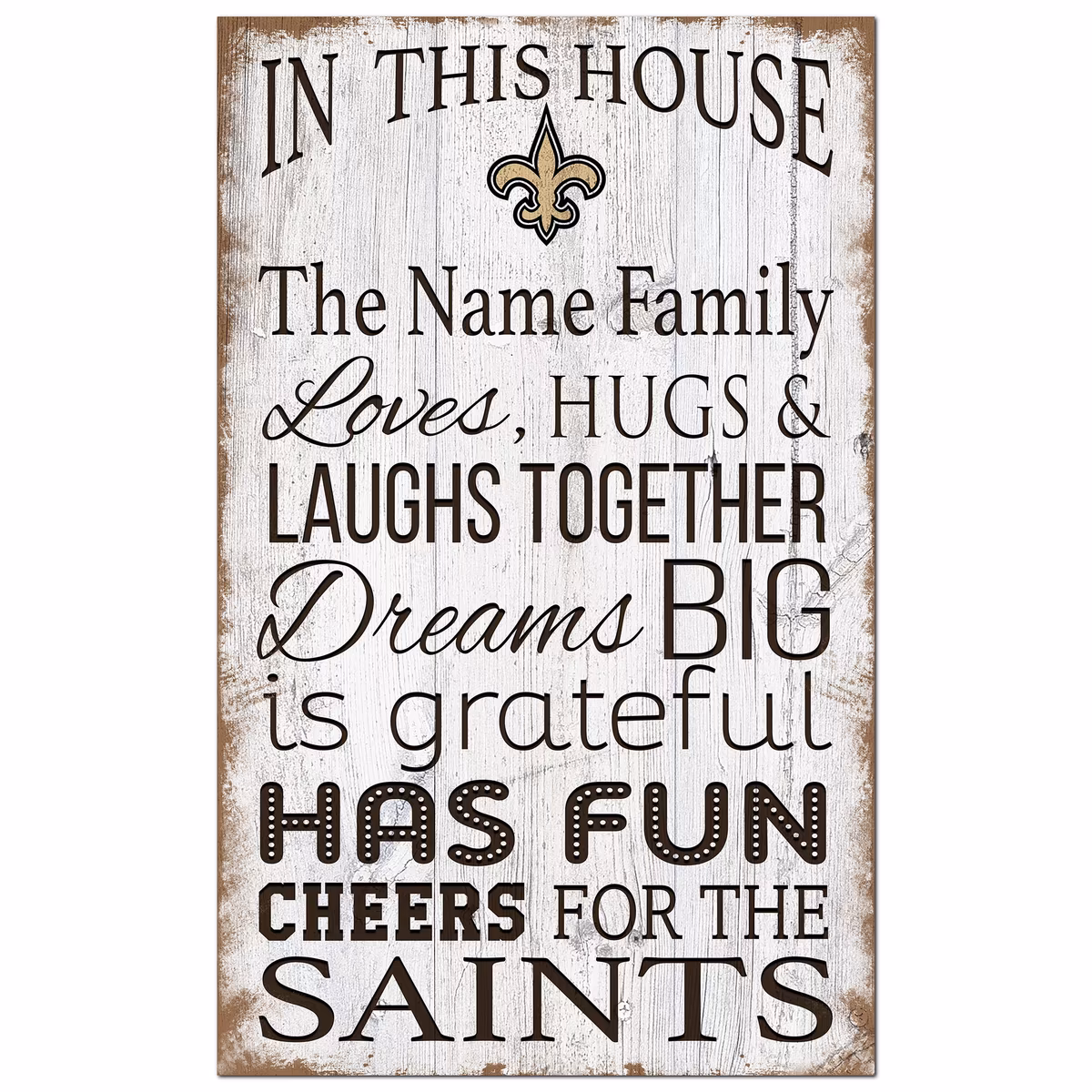 New Orleans Saints Personalized 11" x 19" In This House Sign 1 New Orleans Saints Personalized 11" x 19" In This House Sign