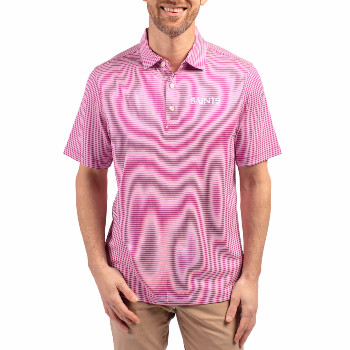 Men's Cutter & Buck Light Purple New Orleans Saints Forge Eco Double Stripe Stretch Recycled Polo 13 Men's Cutter & Buck Light Purple New Orleans Saints Forge Eco Double Stripe Stretch Recycled Polo