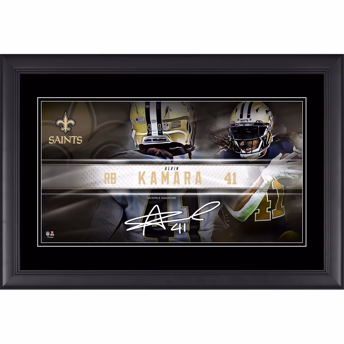 Alvin Kamara New Orleans Saints Facsimile Signature Framed 10" x 18" Player Nameplate Collage