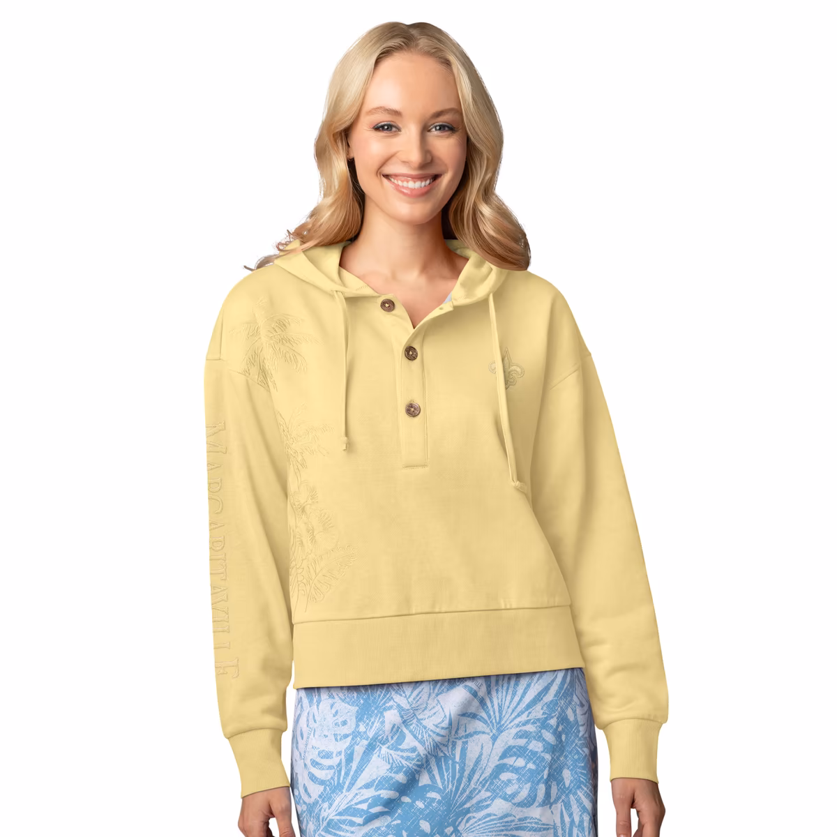 Women's Margaritaville Yellow New Orleans Saints Island Dream Solid Pullover Hoodie 2 Women's Margaritaville Yellow New Orleans Saints Island Dream Solid Pullover Hoodie