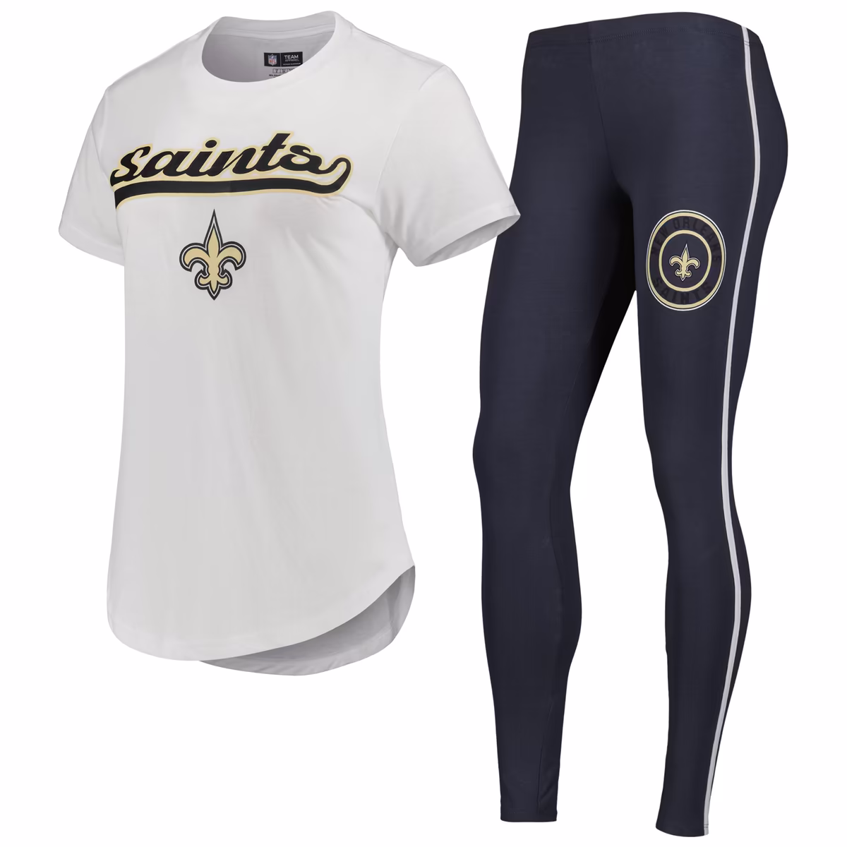 Women's Concepts Sport White/Charcoal New Orleans Saints Sonata Top & Leggings Sleep Set 2 Women's Concepts Sport White/Charcoal New Orleans Saints Sonata Top & Leggings Sleep Set