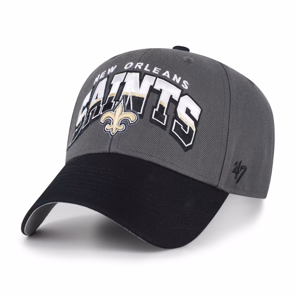 Men's '47 Charcoal New Orleans Saints Split Block MVP Adjustable Hat 9 Men's '47 Charcoal New Orleans Saints Split Block MVP Adjustable Hat