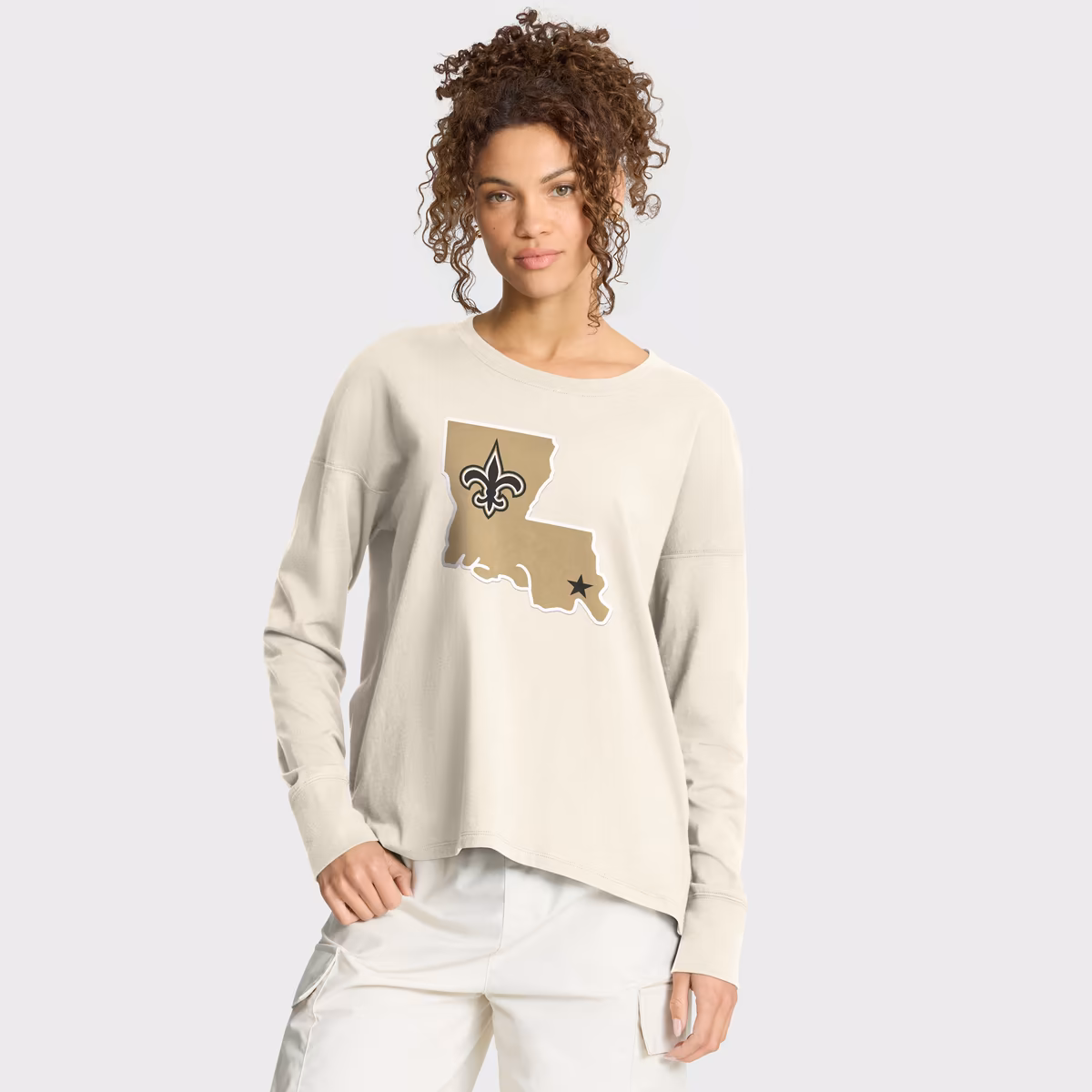 Women's Fanatics Cream New Orleans Saints Dove Legacy Long Sleeve T-Shirt 1 Women's Fanatics Cream New Orleans Saints Dove Legacy Long Sleeve T-Shirt