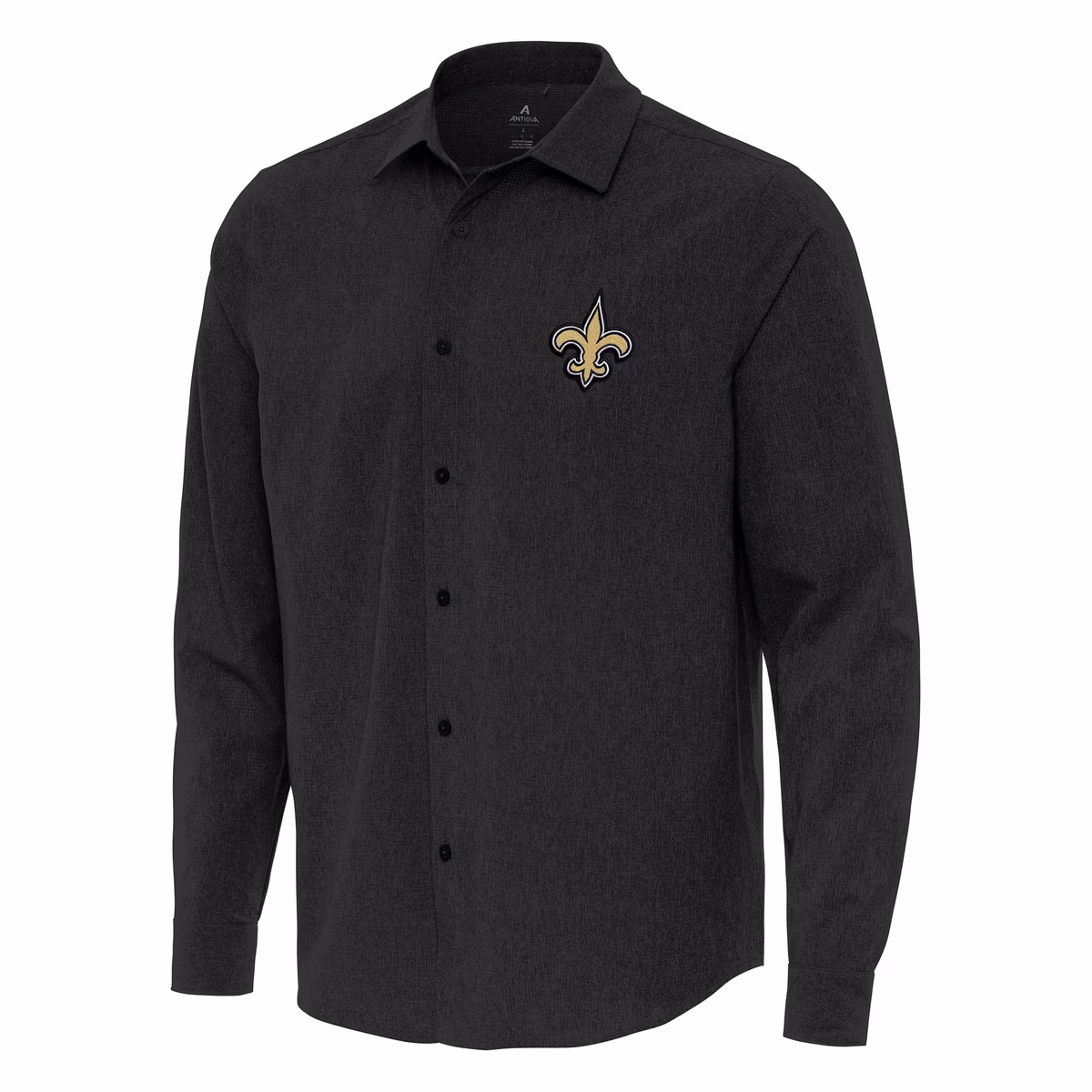 Men's Antigua Black New Orleans Saints Exposure Woven Long Sleeve Button-Up Shirt 7 Men's Antigua Black New Orleans Saints Exposure Woven Long Sleeve Button-Up Shirt