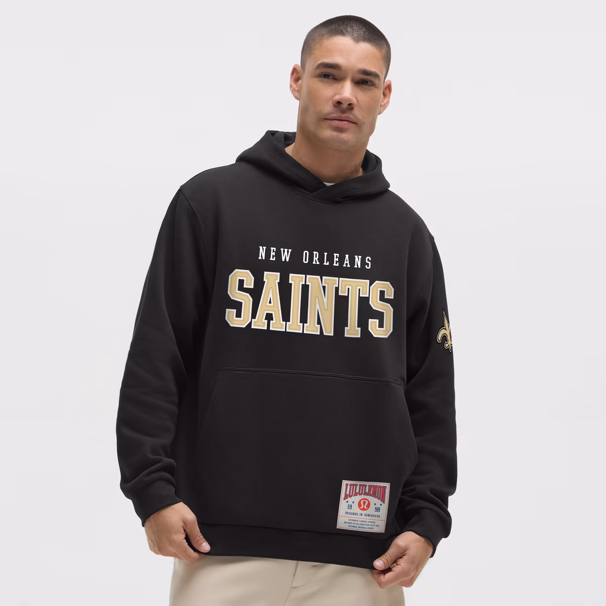 Men's lululemon Black New Orleans Saints Steady State Pullover Hoodie 2 Men's lululemon Black New Orleans Saints Steady State Pullover Hoodie