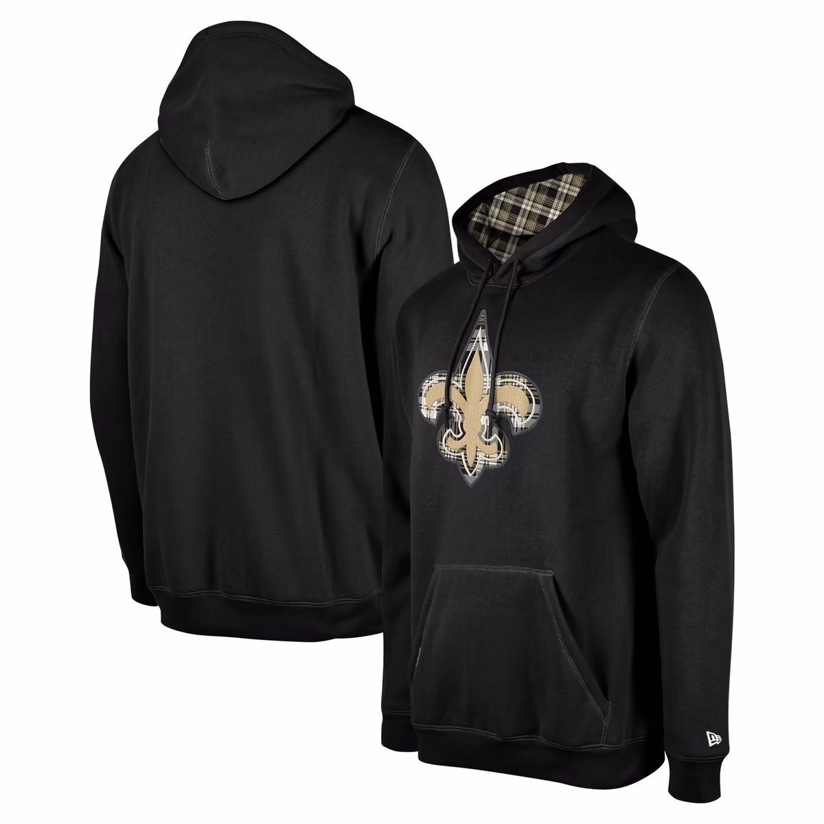 Men's New Era Black New Orleans Saints 3rd Down Plaid Pullover Hoodie 2 Men's New Era Black New Orleans Saints 3rd Down Plaid Pullover Hoodie