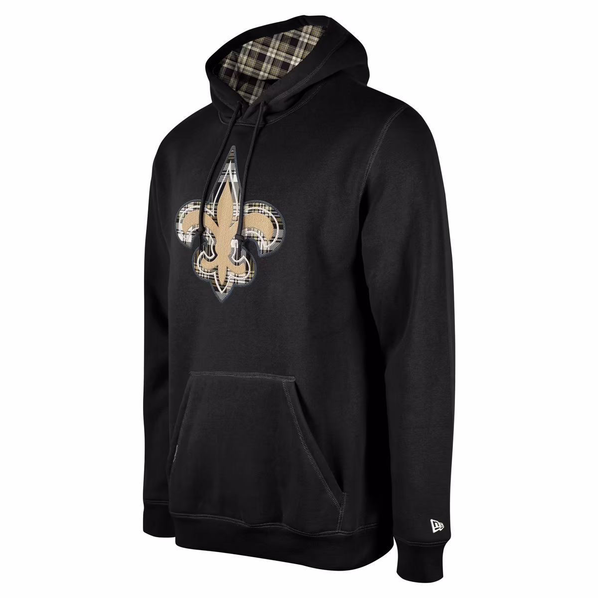 Men's New Era Black New Orleans Saints 3rd Down Plaid Pullover Hoodie 3 Men's New Era Black New Orleans Saints 3rd Down Plaid Pullover Hoodie