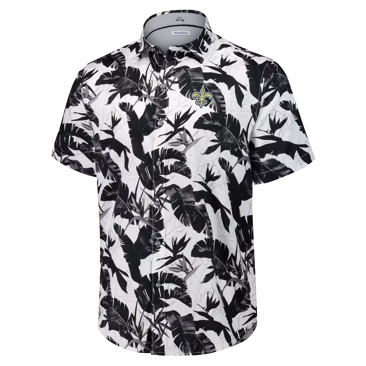 Men's Tommy Bahama Black New Orleans Saints Sunnyvale Blooms Camp Button-Up Shirt 3 Men's Tommy Bahama Black New Orleans Saints Sunnyvale Blooms Camp Button-Up Shirt